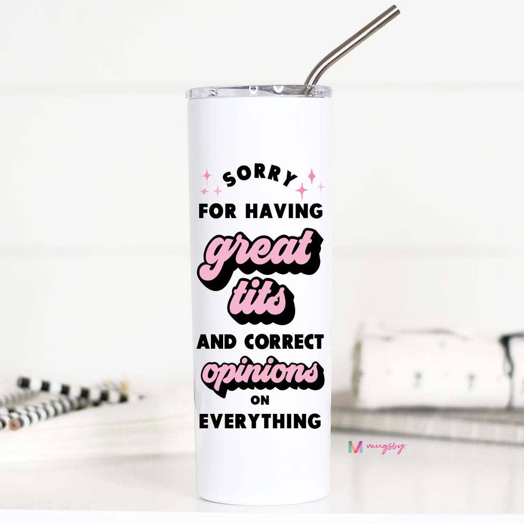 Great Tits and Correct Opinions Funny Tall Travel Cup - Adult & Kids T-Shirts, Sweatshirts & Hoodies apparel design preview 1