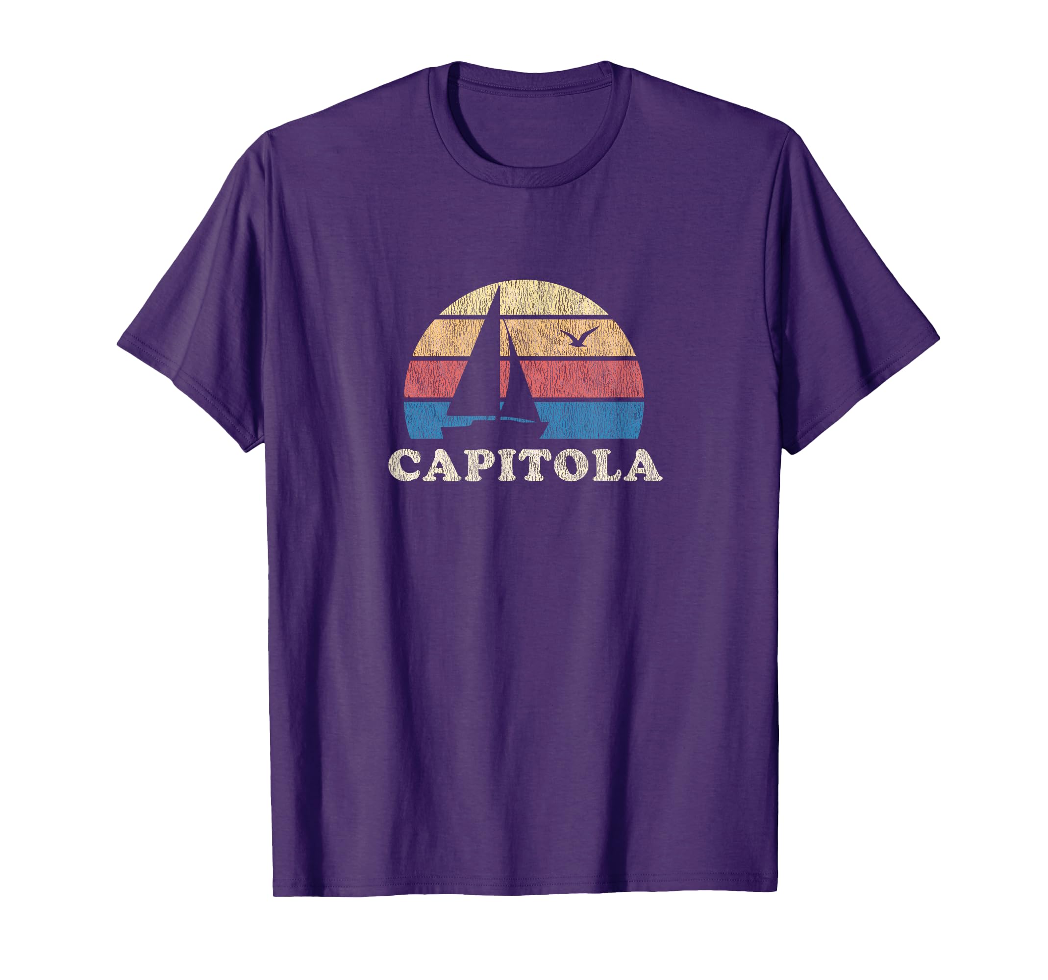 Capitola Ca Sailboat 70S Throwback T-Shirt - Custom Art Print for Adults - T-Shirt, Sweatshirt, Hoodie