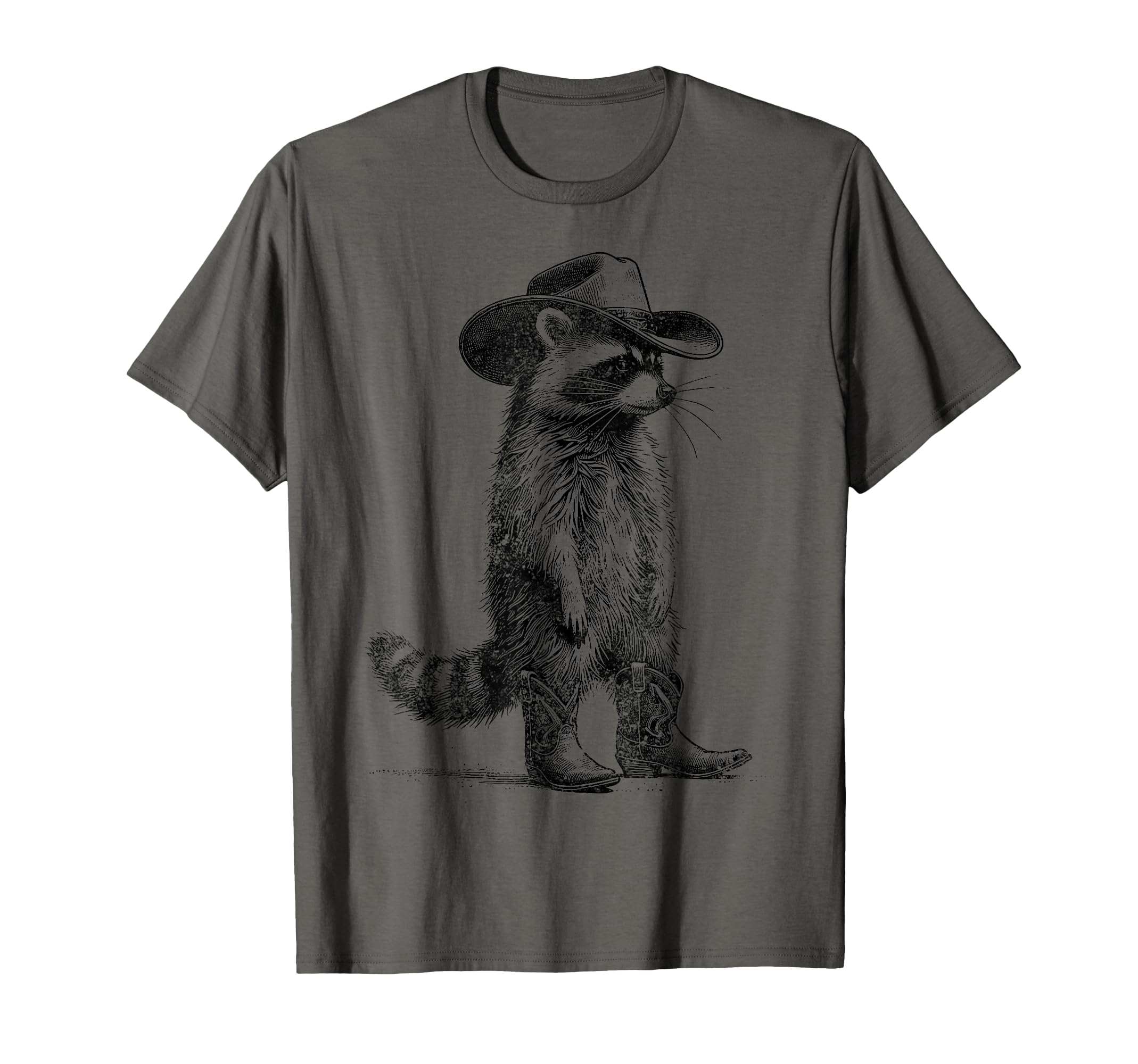 Raccoon Cowboy Cowgirl Western T-Shirt - Fun Novelty Design for Adults - T-Shirt, Sweatshirt, Hoodie
