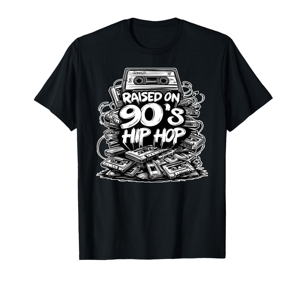 Raised 90S Hip Hop Cassette Tape T-Shirt - Unique Graphic for Adults - T-Shirt, Sweatshirt, Hoodie