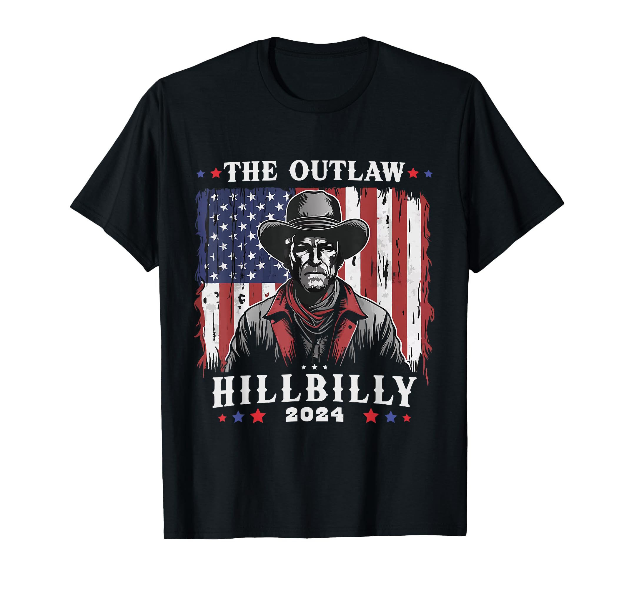 Outlaw Hillbilly 2024 Us Flag Cowboy T-Shirt - Casual Everyday Wear Unisex - T-Shirt, Sweatshirt, Hoodie