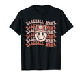 Baseball Mama Leopard Happy Face T-Shirt - Aesthetic Graphic Unisex - T-Shirt, Sweatshirt, Hoodie
