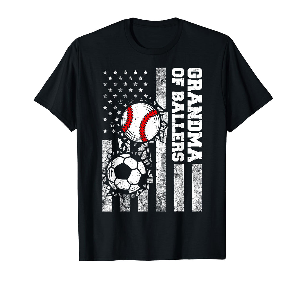 Grandma Ballers Funny Usa Flag Soccer T-Shirt - Trendy Graphic for Adults - T-Shirt, Sweatshirt, Hoodie
