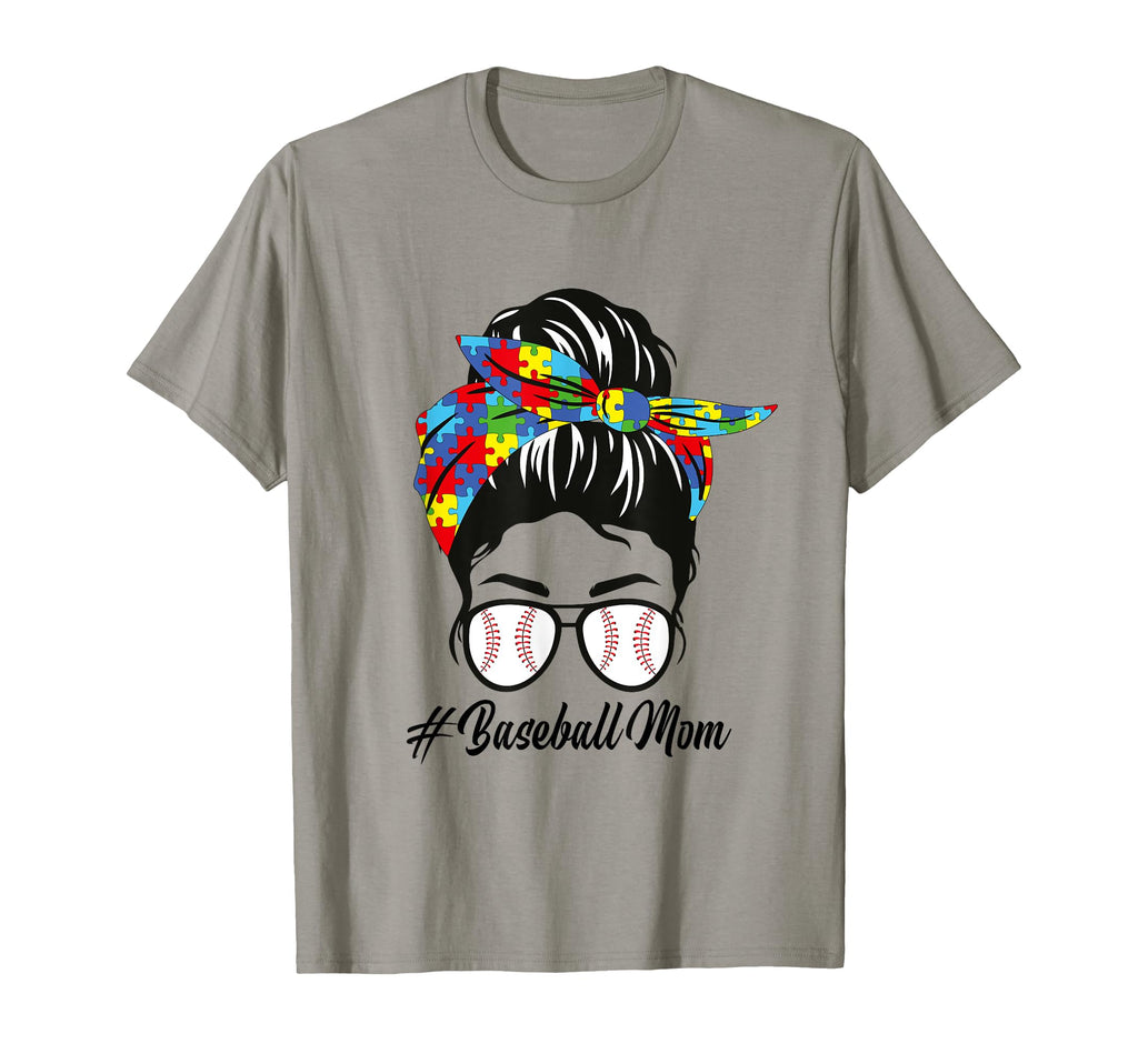Autism Mom Baseball Messy Bun Autism T-Shirt - Fun Novelty Design Unisex - T-Shirt, Sweatshirt, Hoodie