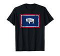 Wyoming Flag Birthday Gift Distressed T-Shirt - Custom Art Print Unisex - T-Shirt, Sweatshirt, Hoodie