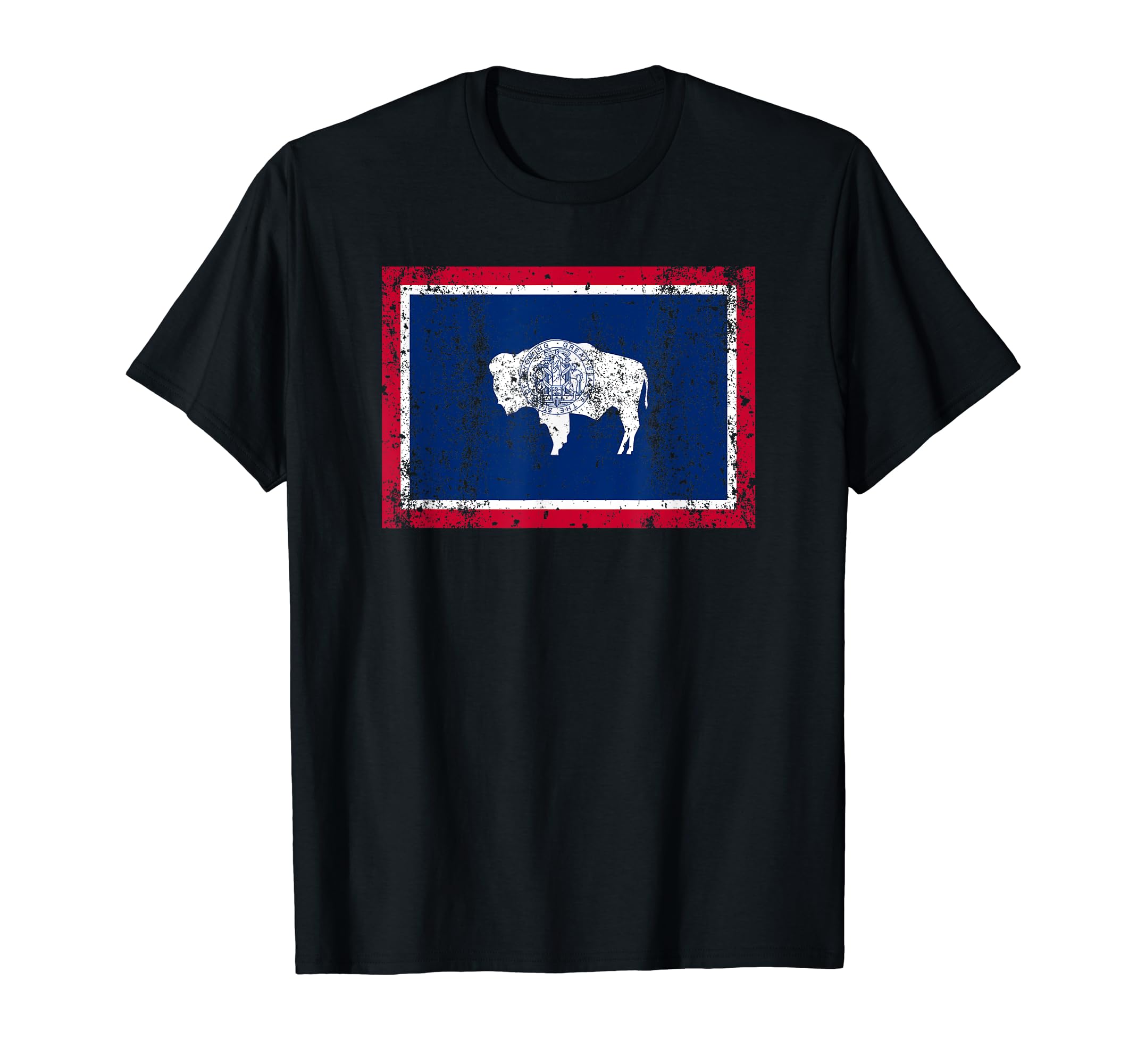 Wyoming Flag Birthday Gift Distressed T-Shirt - Custom Art Print Unisex - T-Shirt, Sweatshirt, Hoodie