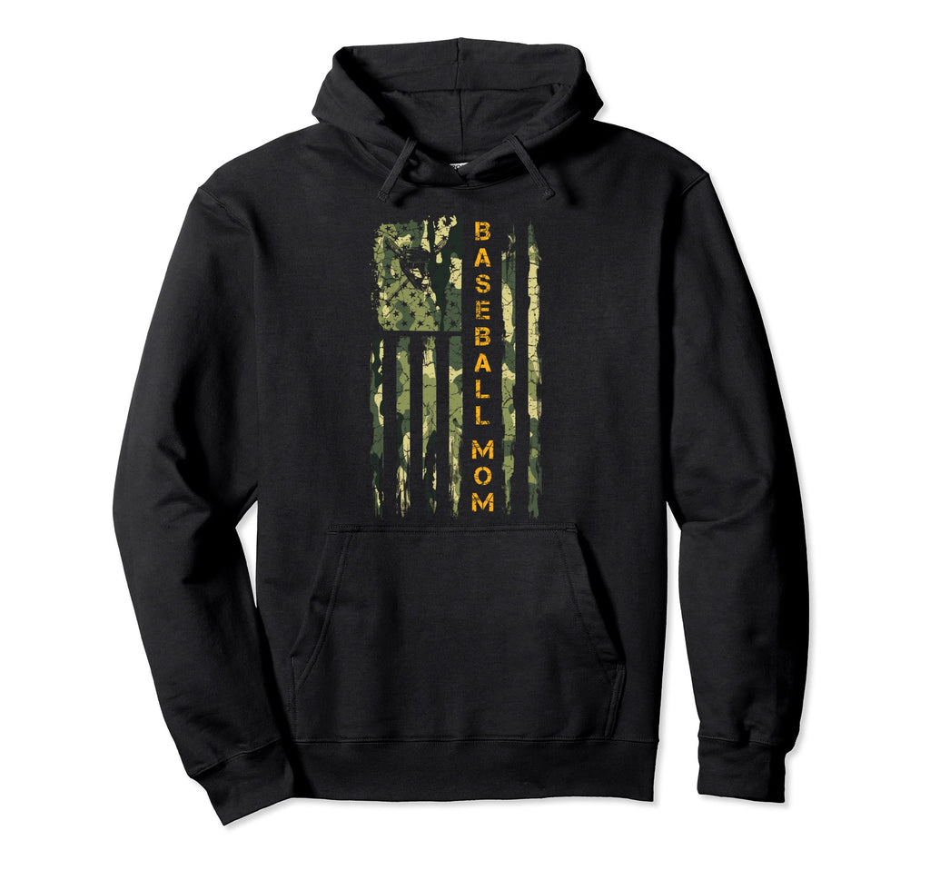 Usa Camo Flag Proud Baseball Mom Hoodie - Casual Everyday Wear Unisex - T-Shirt, Sweatshirt, Hoodie