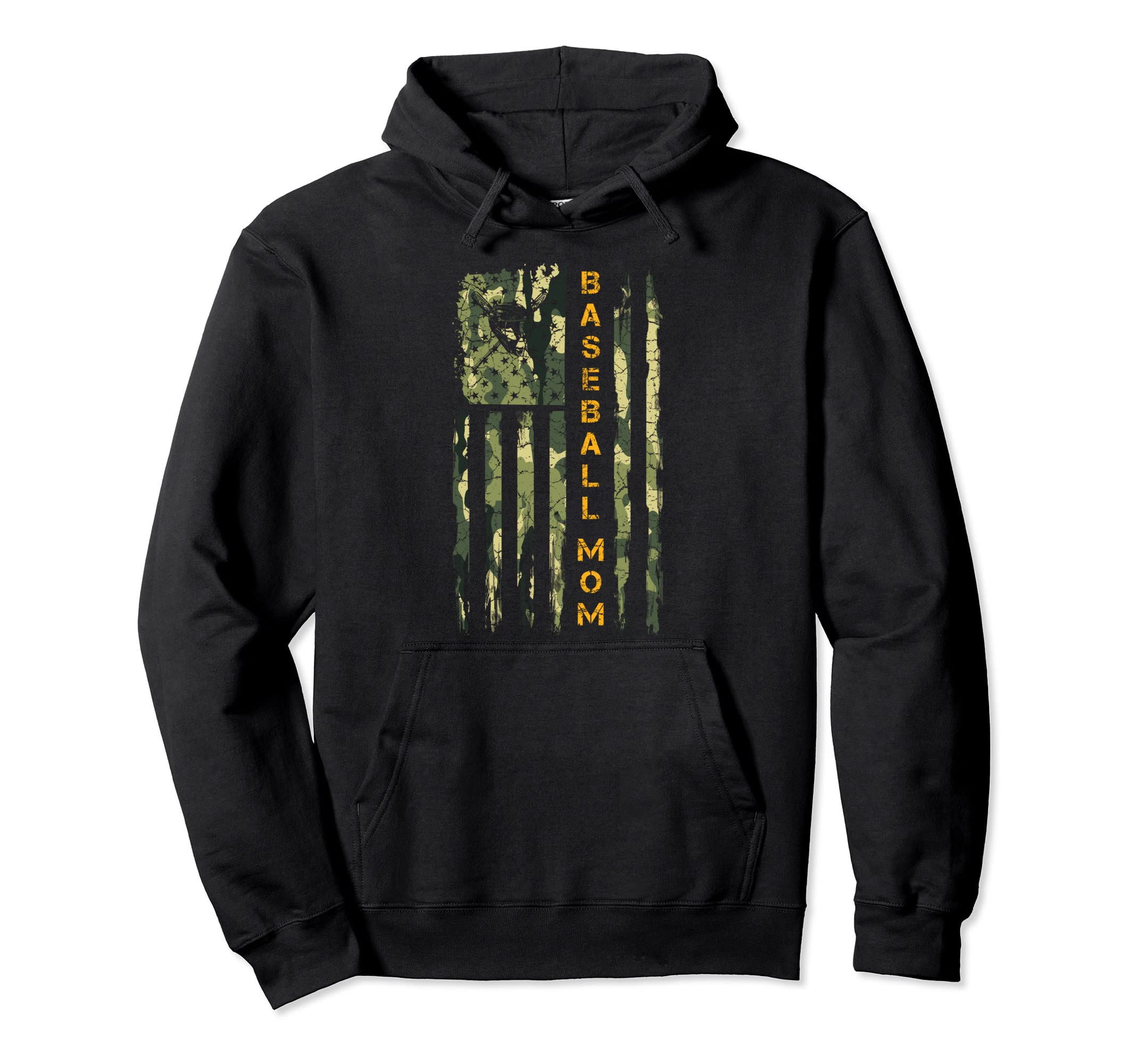 Usa Camo Flag Proud Baseball Mom Hoodie - Casual Everyday Wear Unisex - T-Shirt, Sweatshirt, Hoodie