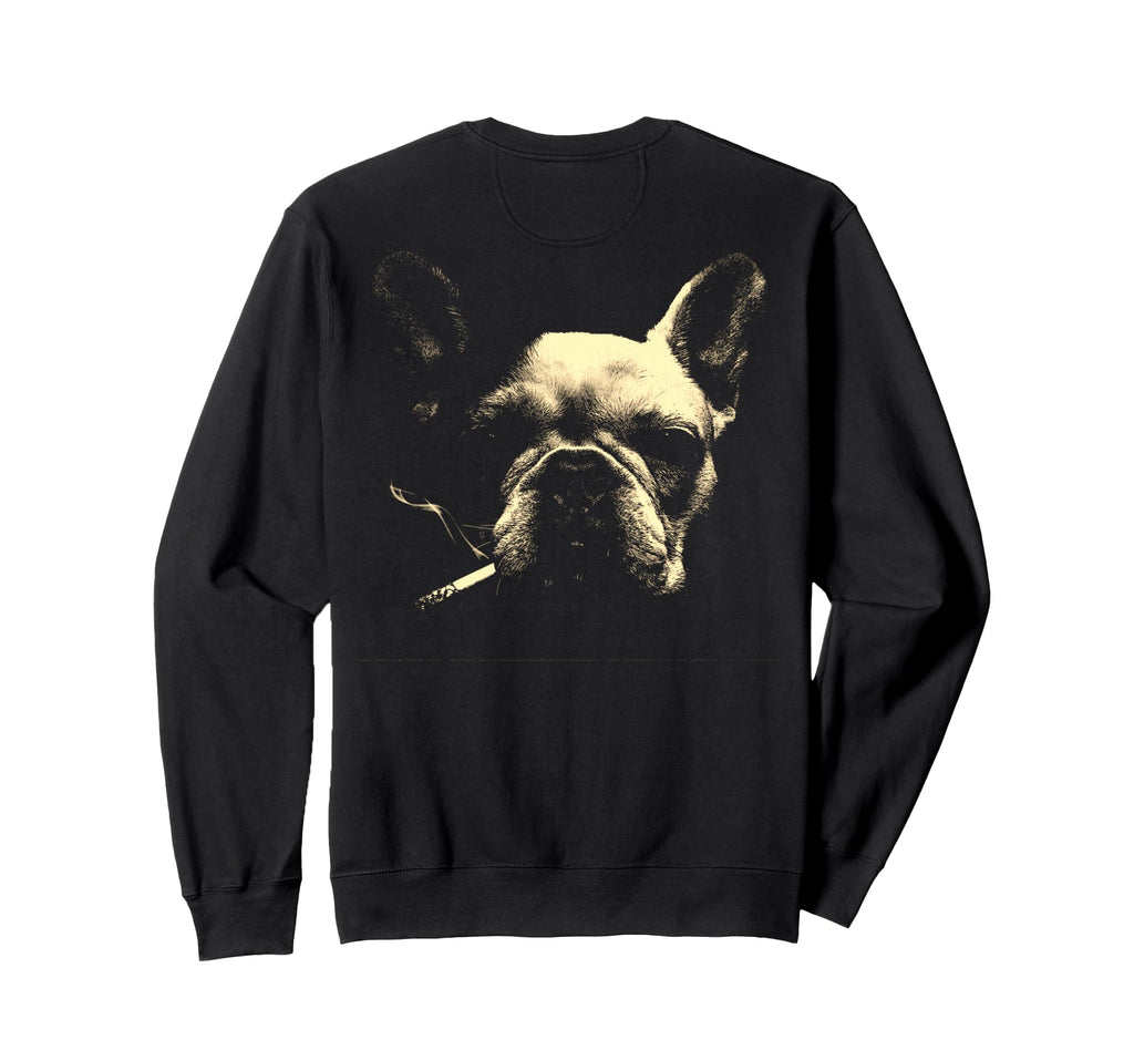 French Bulldog Smoking Cigarette Sweatshirt - Unique Graphic Men Women - T-Shirt, Sweatshirt, Hoodie