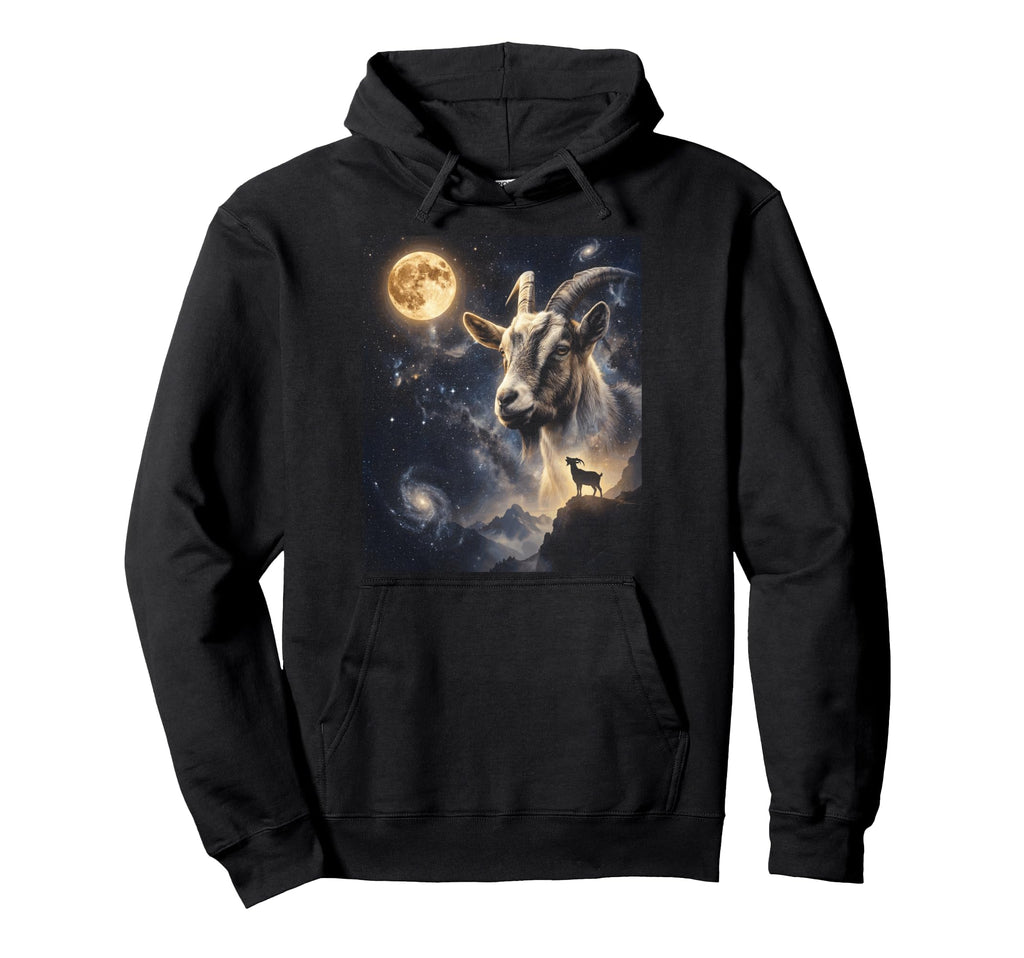Celestial Goat Moon Howling 90S Aesthetic Hoodie - Novelty Apparel Unisex - T-Shirt, Sweatshirt, Hoodie