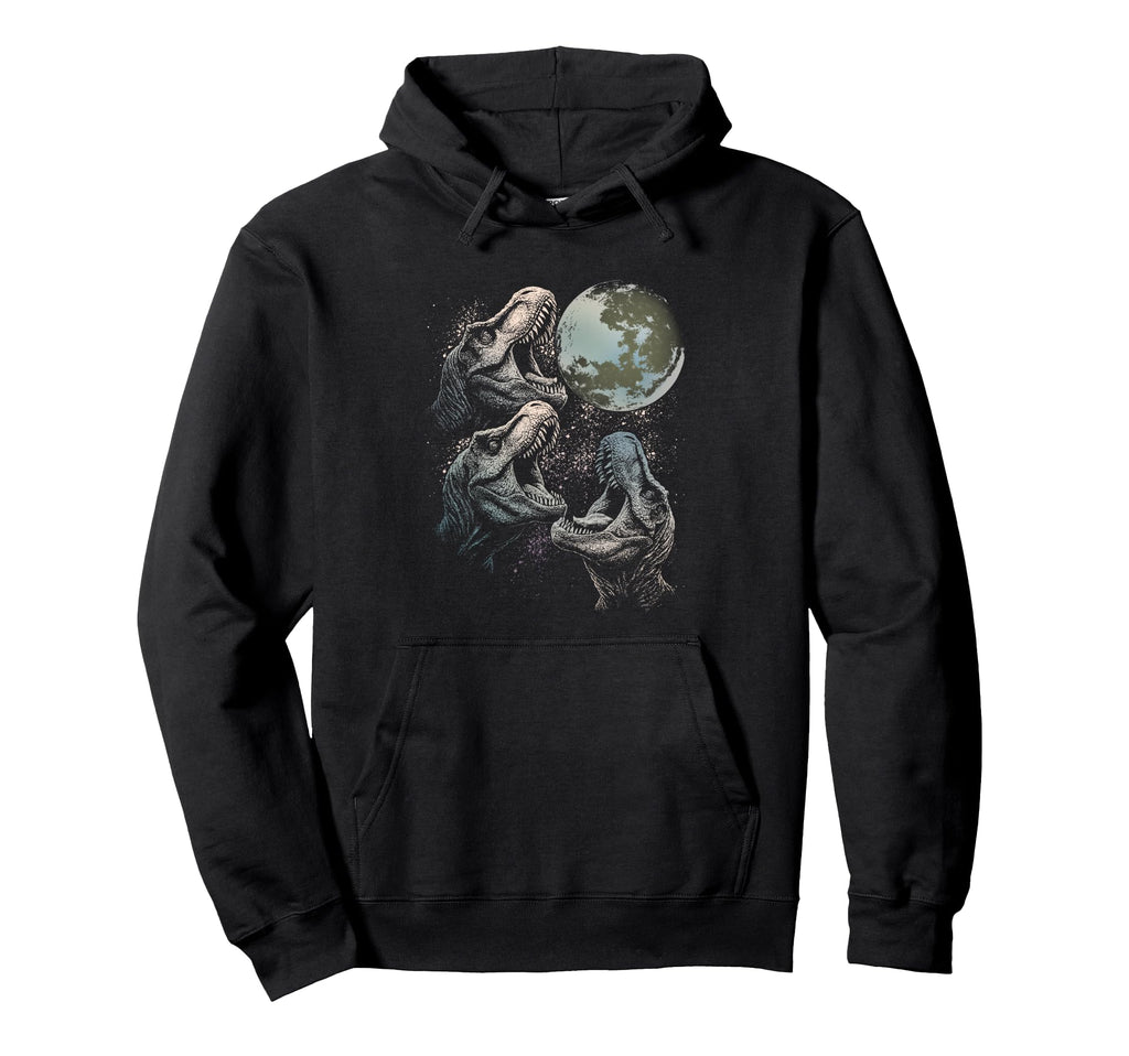 Three Velociraptor Dinosaur Howling To Hoodie - Trendy Graphic for Adults - T-Shirt, Sweatshirt, Hoodie