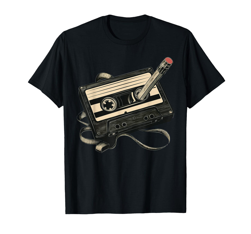 Cassette Tape Pencil Rewind T-Shirt - Casual Everyday Wear Men Women - T-Shirt, Sweatshirt, Hoodie