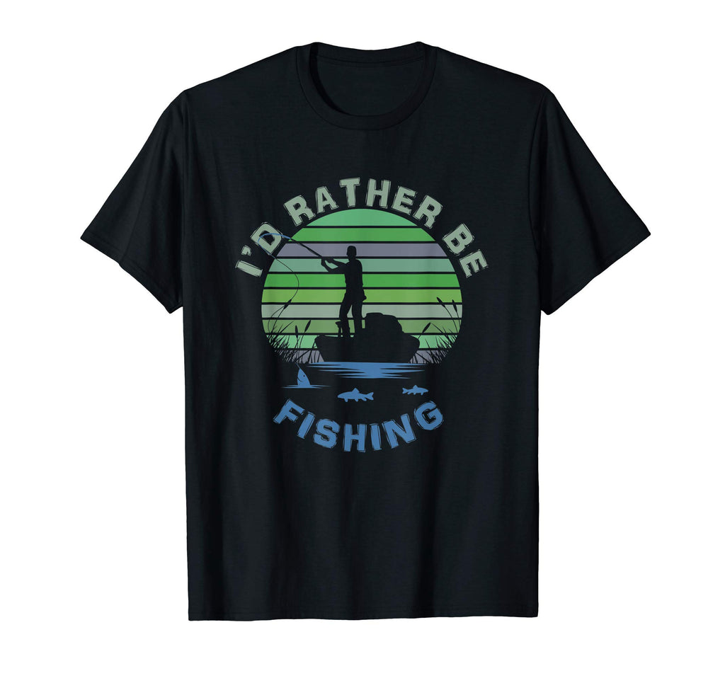 Id Rather Be Fishing Sunset Angler T-Shirt - Fun Novelty Design Men Women - T-Shirt, Sweatshirt, Hoodie