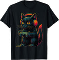 Black Cat Playing Video Games Funny Boys,Kids - Adult & Kids T-Shirts, Sweatshirts & Hoodies apparel design preview 1