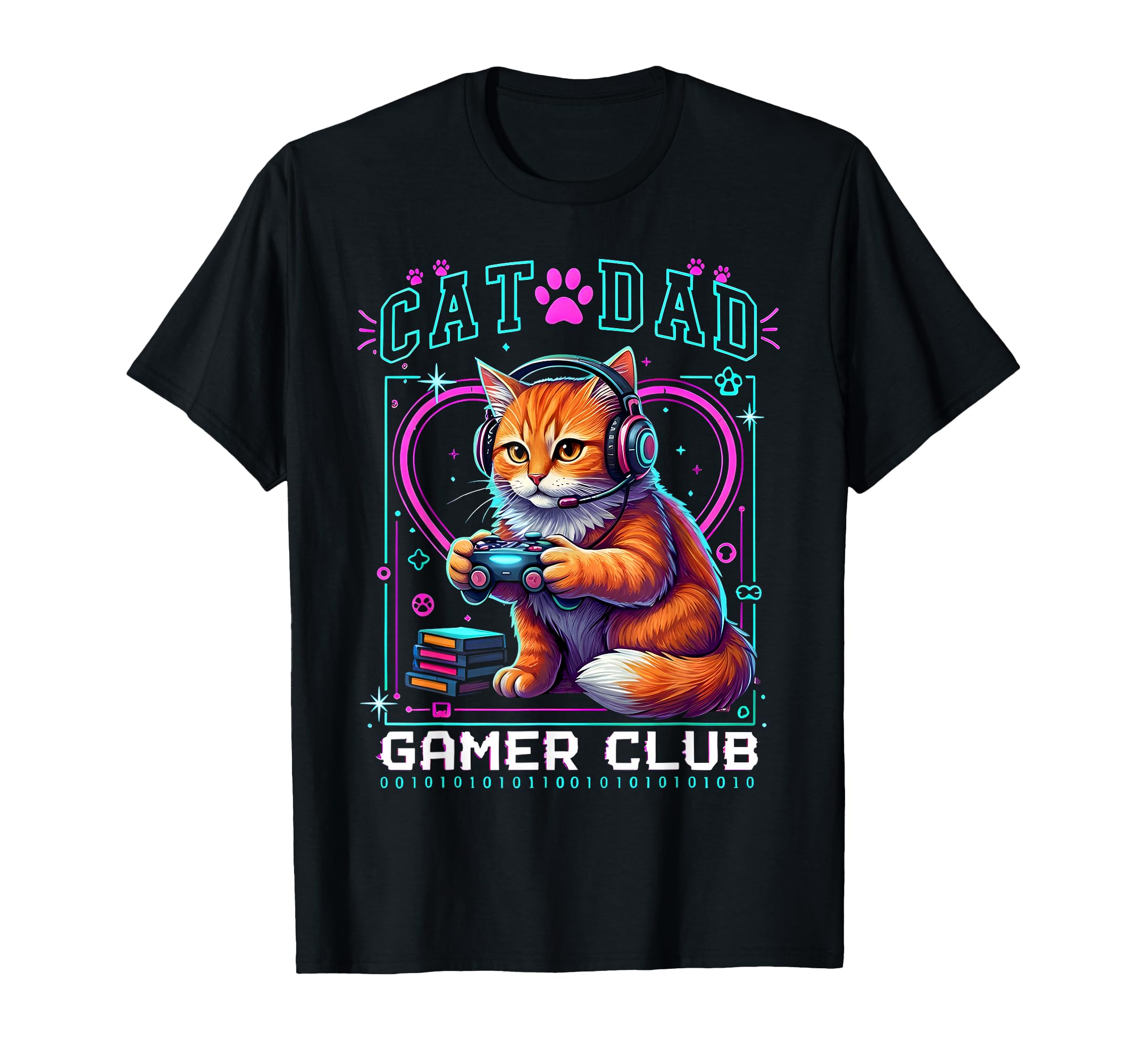 Cat Dad Gamer Club Video Games Cat T-Shirt - Minimalist Print for Adults - T-Shirt, Sweatshirt, Hoodie