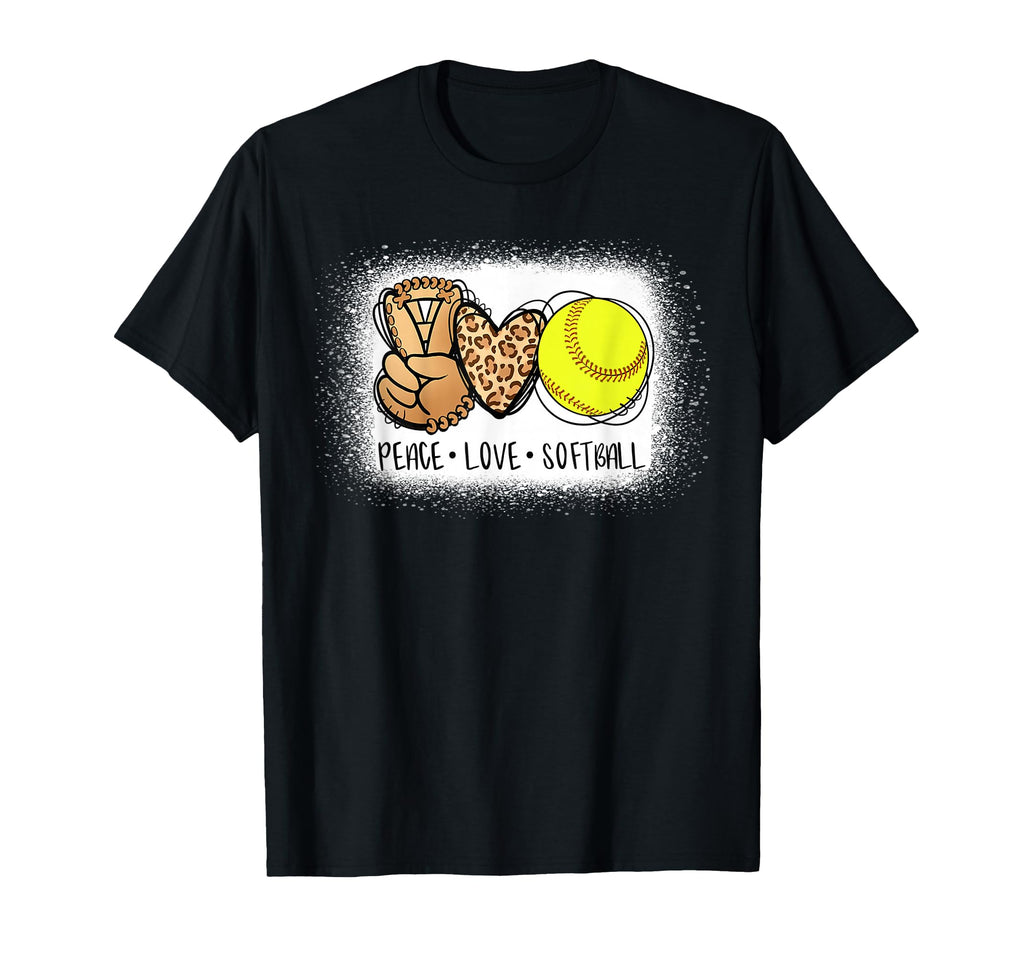 Bleached Peace Love Softball Mom T-Shirt - Novelty Apparel for Adults - T-Shirt, Sweatshirt, Hoodie