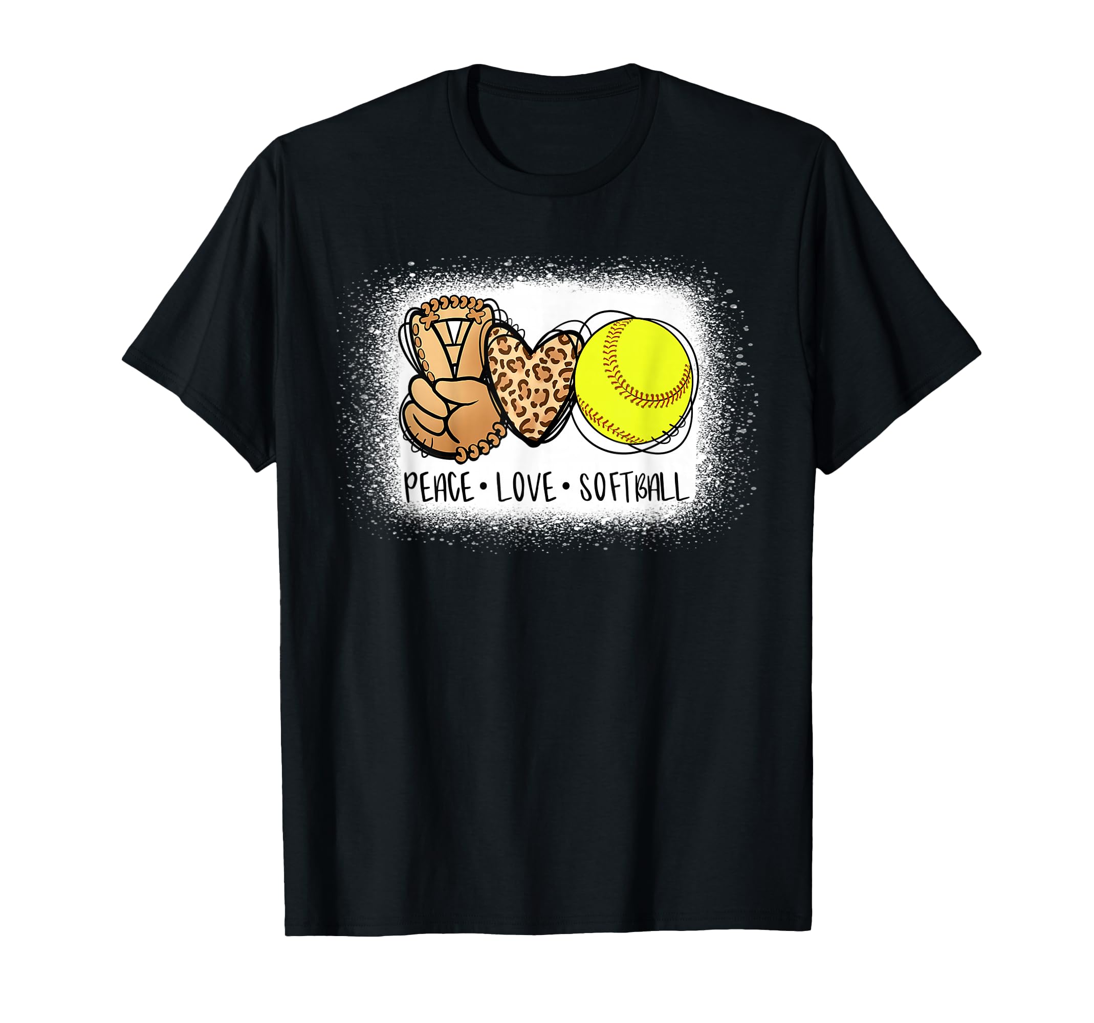 Bleached Peace Love Softball Mom T-Shirt - Novelty Apparel for Adults - T-Shirt, Sweatshirt, Hoodie