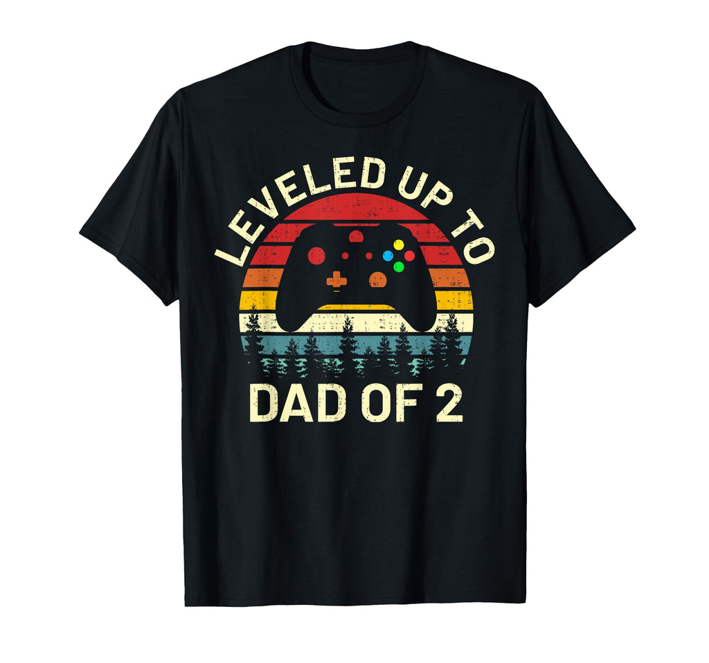Funny Leveled Up To Dad 2 Video Gamers T-Shirt - Graphic Print Men Women - T-Shirt, Sweatshirt, Hoodie