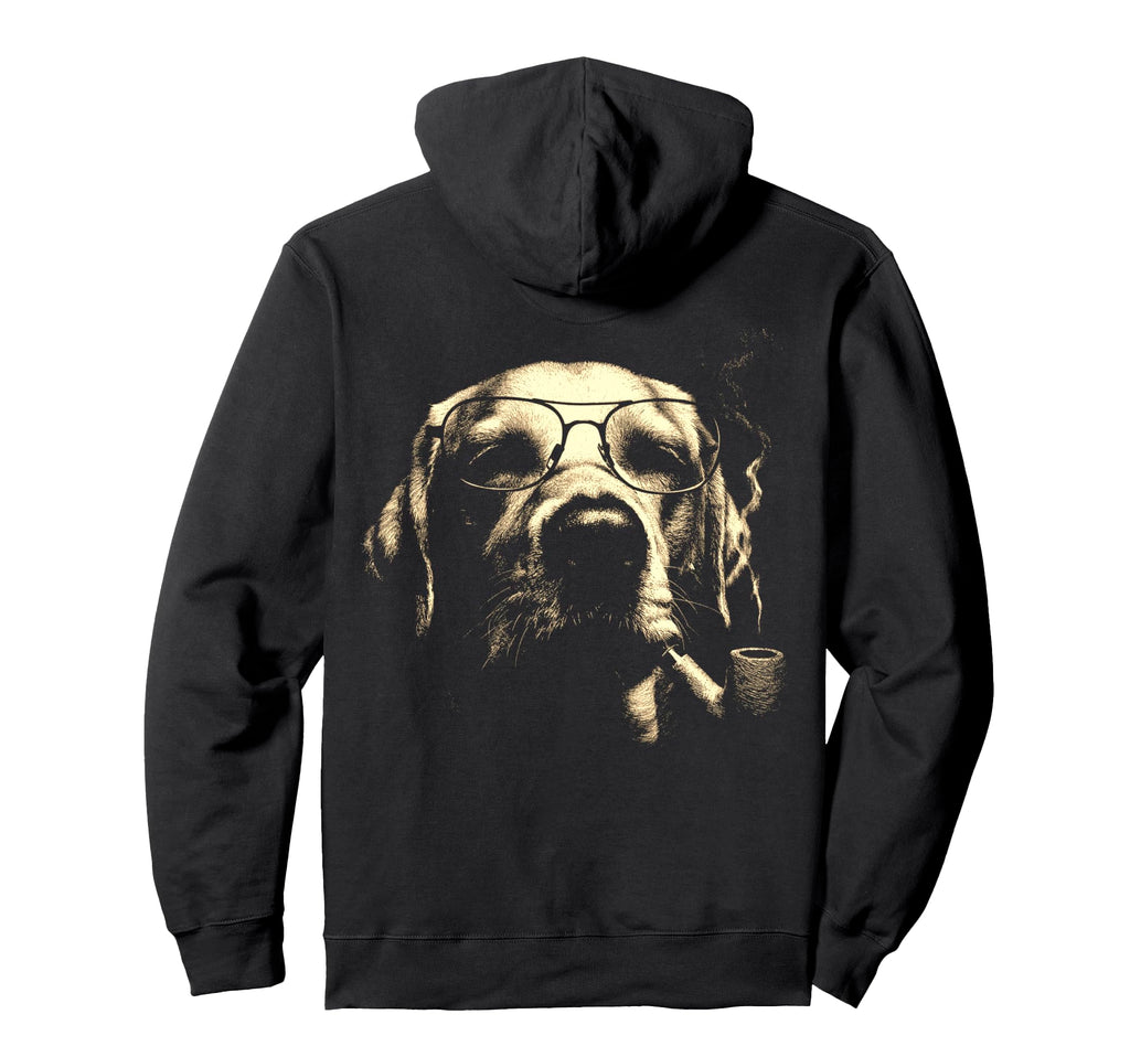 Labrador Retriever Glasses Smoking Hoodie - Aesthetic Graphic Men Women - T-Shirt, Sweatshirt, Hoodie