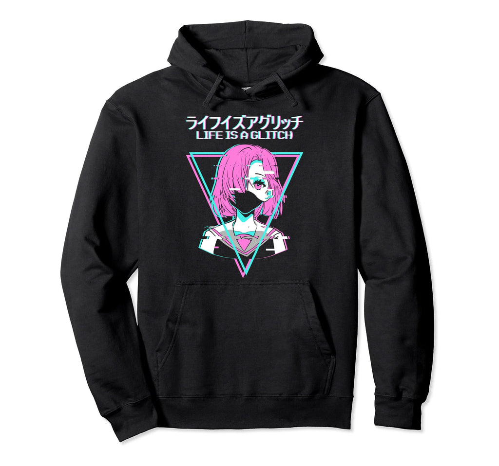 Life Is Glitch Anime Japanese Vaporwave Hoodie - Custom Art Print Unisex - T-Shirt, Sweatshirt, Hoodie