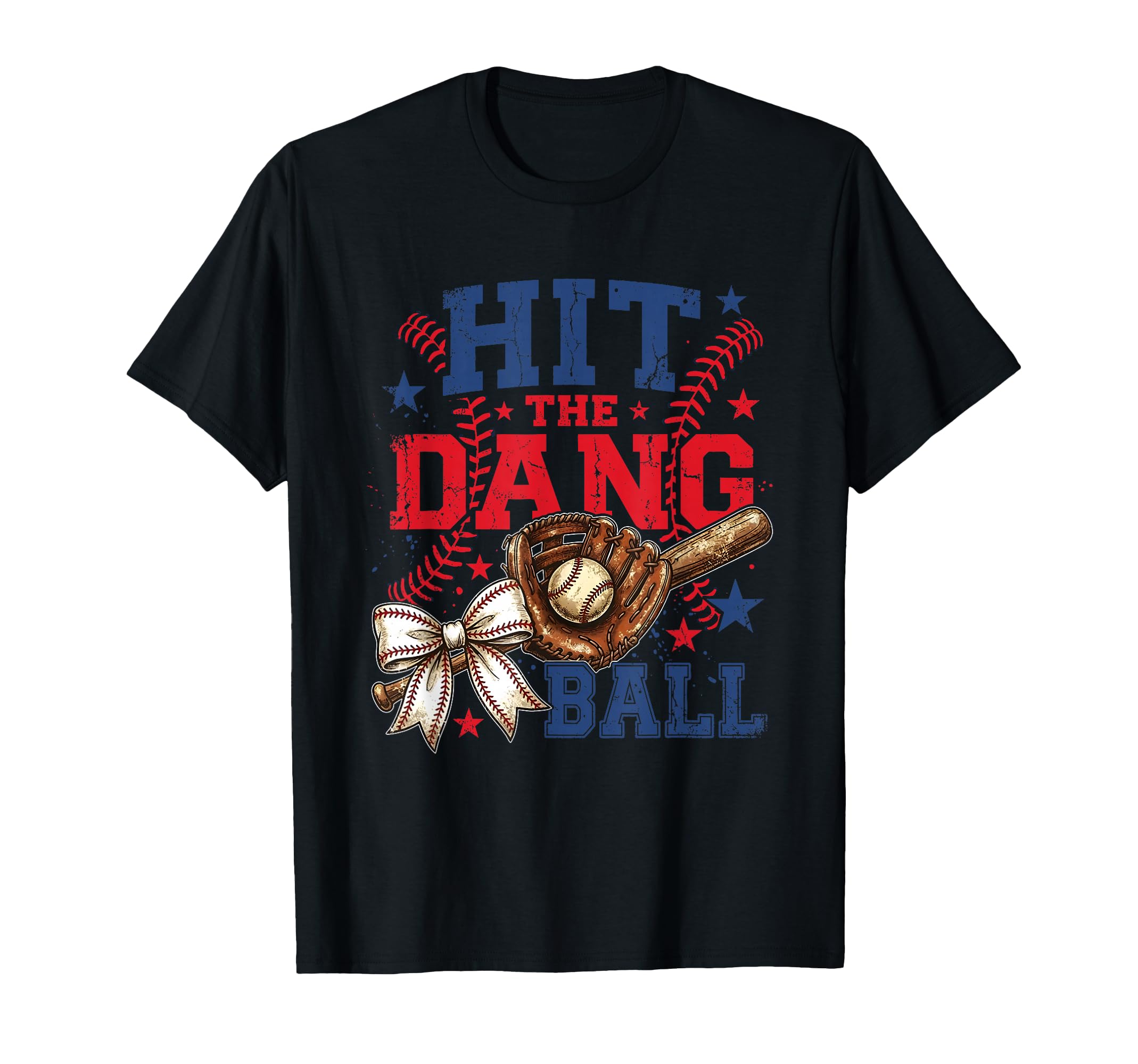 Hit Dang Ball Funny Baseball Mom Bow T-Shirt - Custom Art Print Men Women - T-Shirt, Sweatshirt, Hoodie