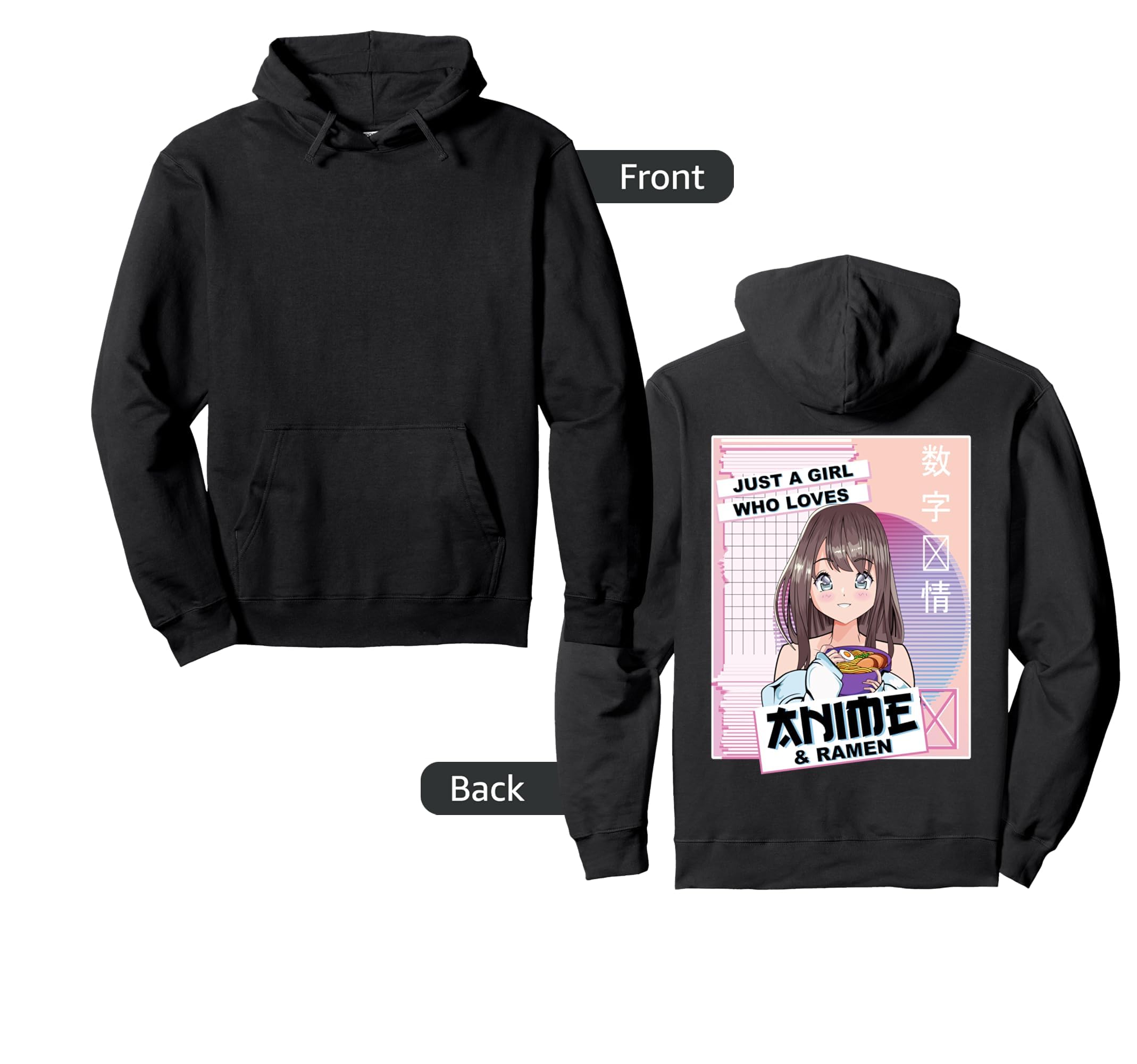 Kawaii Japanese Anime Ramen Vaporwave Hoodie - Custom Art Print for Adults - T-Shirt, Sweatshirt, Hoodie