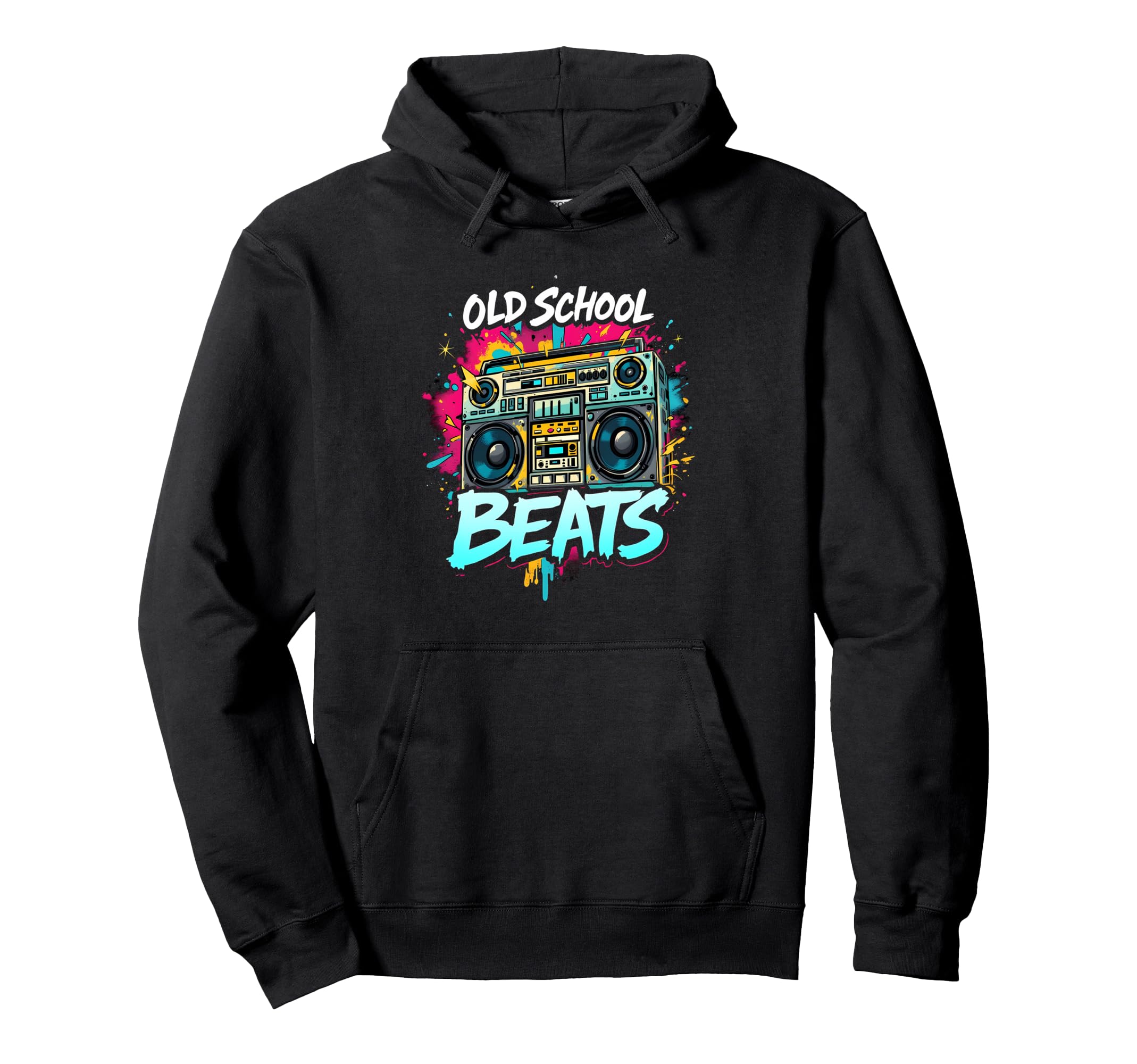 Old School Beats Hip Hop Hoodie - Fun Novelty Design for Adults - T-Shirt, Sweatshirt, Hoodie