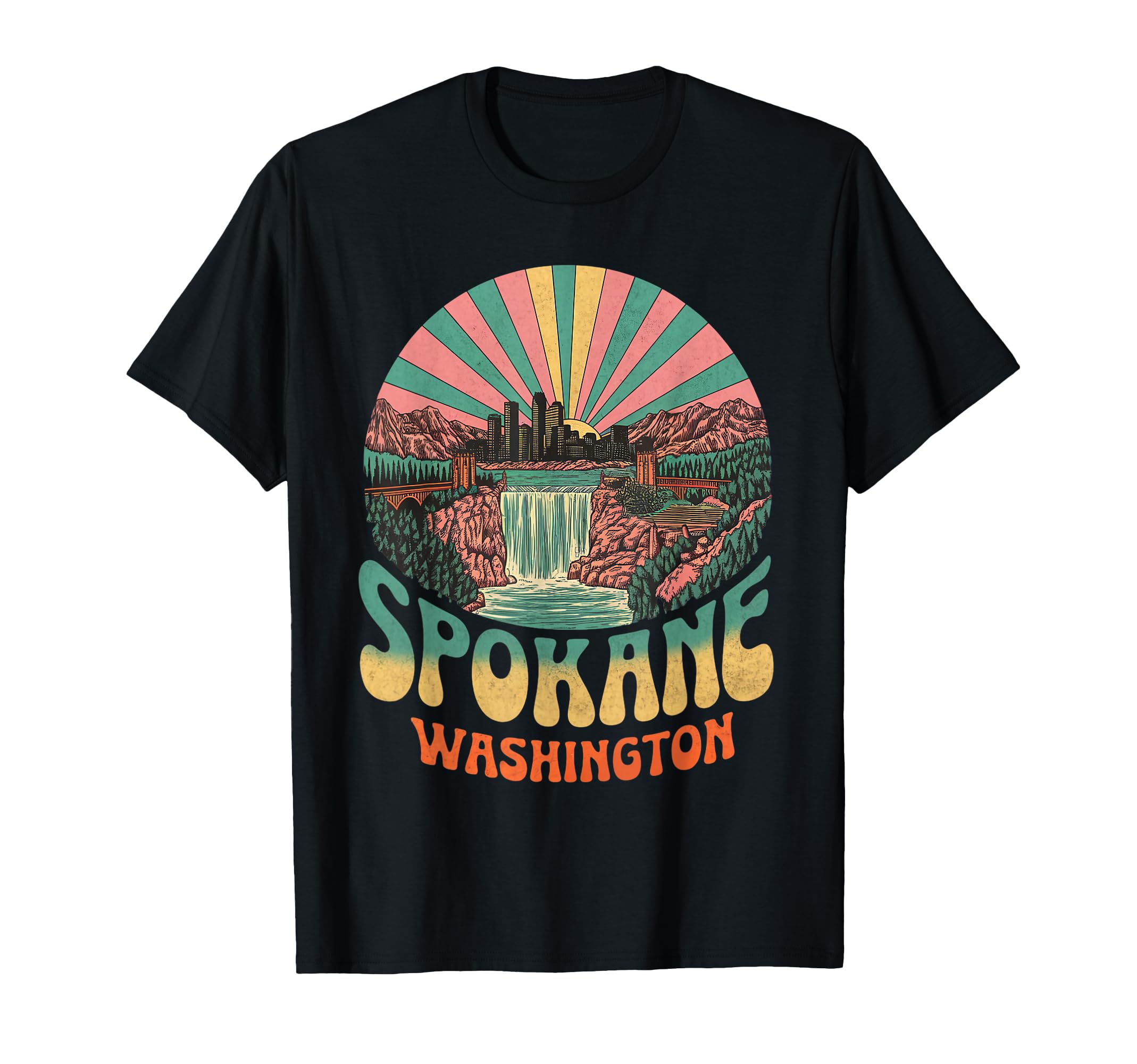 Spokane Washington Sunset Skyline T-Shirt - Unique Graphic for Adults - T-Shirt, Sweatshirt, Hoodie