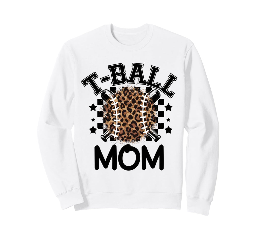 T Ball Teeball Mom Leopard Sweatshirt - Casual Everyday Wear Men Women - T-Shirt, Sweatshirt, Hoodie