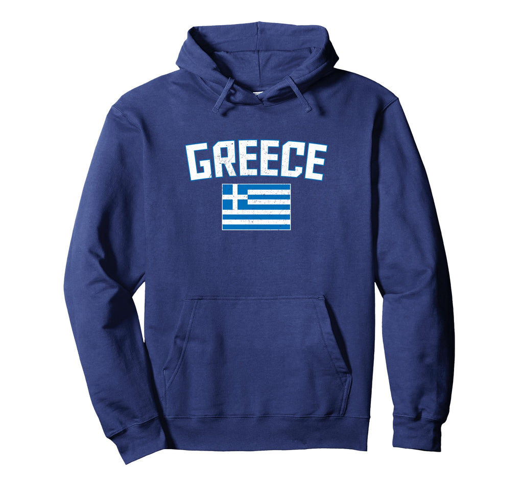 Distressed Greece Flag Greek Pride Hoodie - Novelty Apparel for Adults - T-Shirt, Sweatshirt, Hoodie