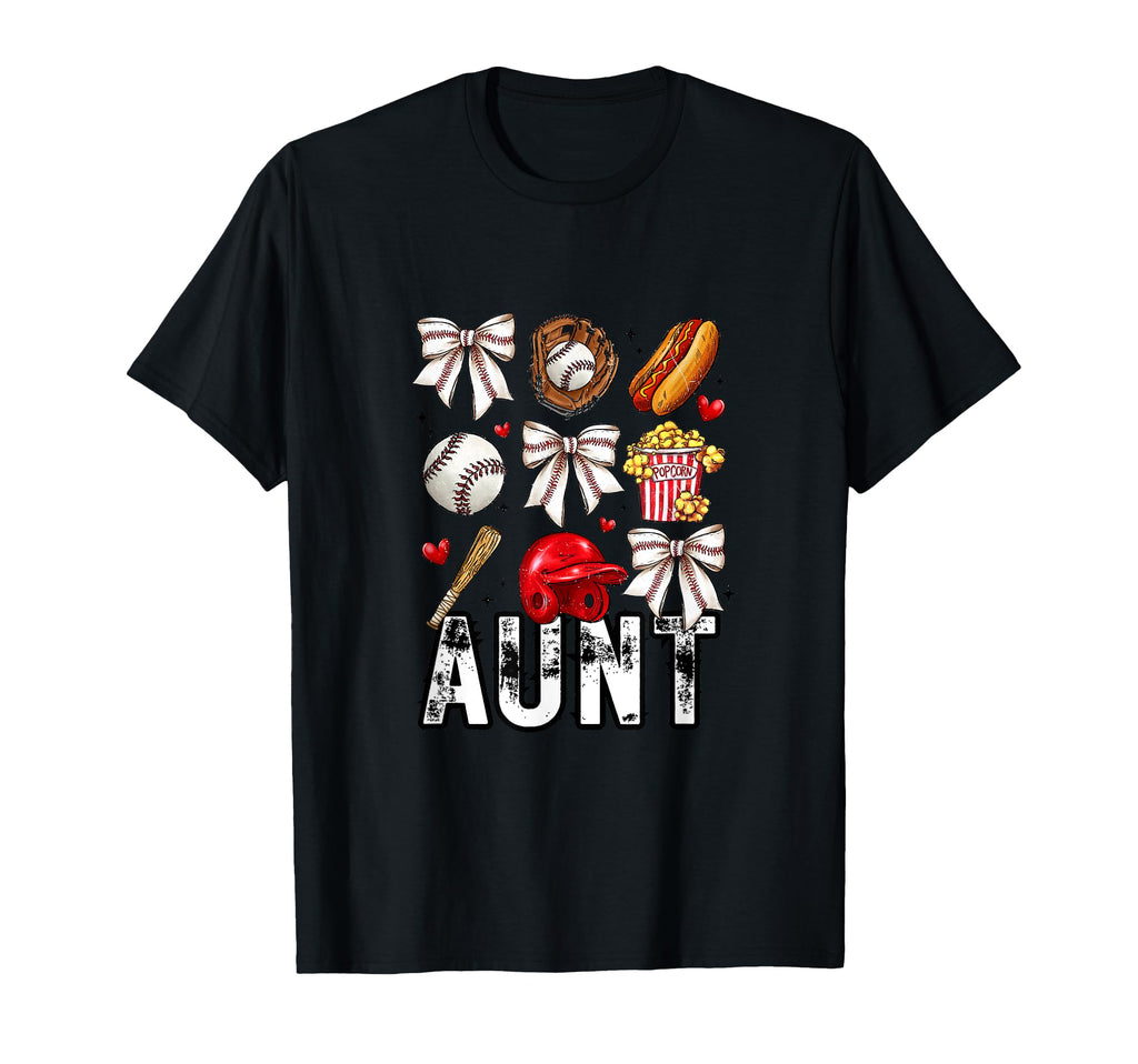 Baseball Bow Aunt T-Shirt - Trendy Graphic Unisex - T-Shirt, Sweatshirt, Hoodie