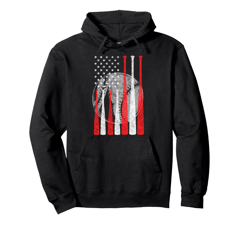 Baseball Us Flag Baseball Lover Dad Hoodie - Streetwear Style for Adults - T-Shirt, Sweatshirt, Hoodie