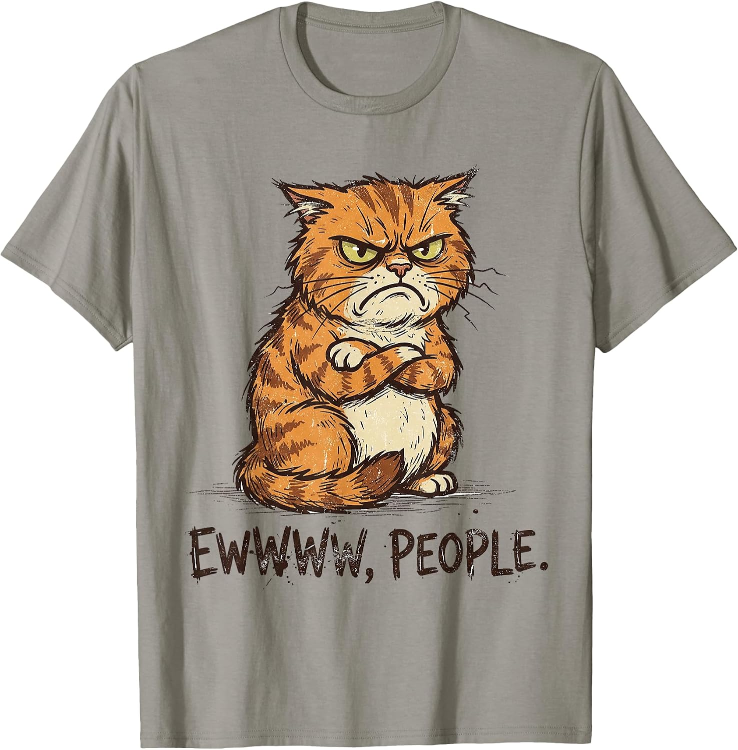 Ew People Yuck Introvert Anti-social Cat Humor - Adult & Kids T-Shirts, Sweatshirts & Hoodies apparel design preview 1