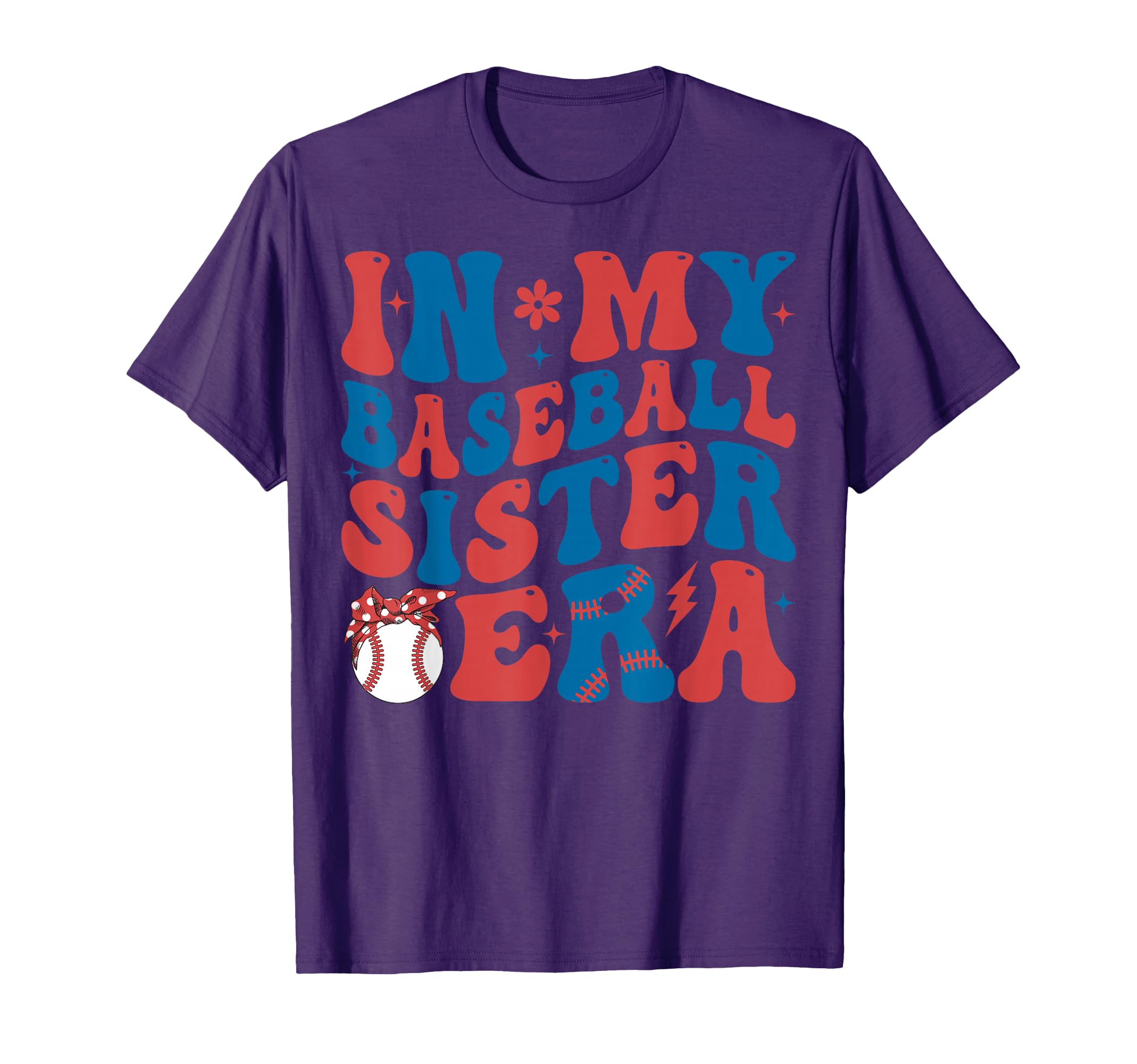 My Baseball Sister Era Groovy Baseball T-Shirt - Graphic Print for Adults - T-Shirt, Sweatshirt, Hoodie