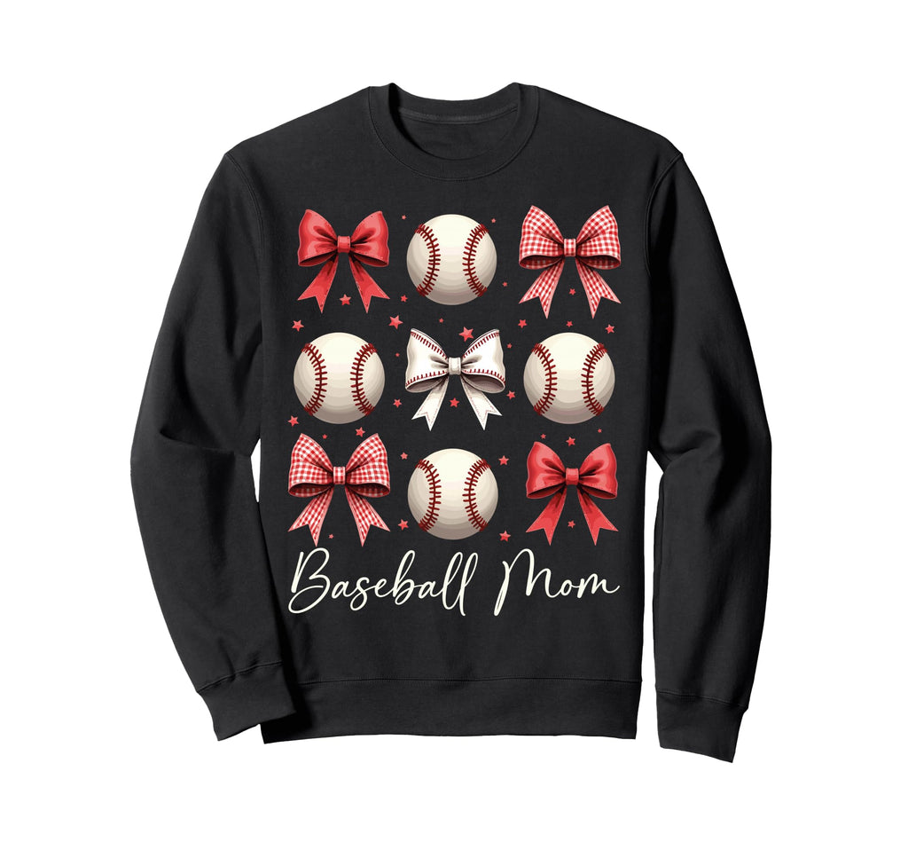 Baseball Mom Funny Coquette Bow Sweatshirt - Trendy Graphic Unisex - T-Shirt, Sweatshirt, Hoodie