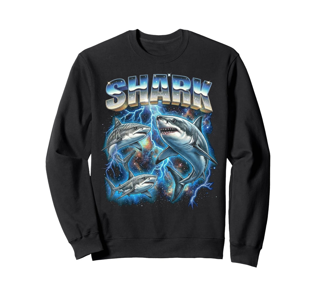 Shark 80S Funny Shark Lover 90S Sweatshirt - Trendy Graphic for Adults - T-Shirt, Sweatshirt, Hoodie