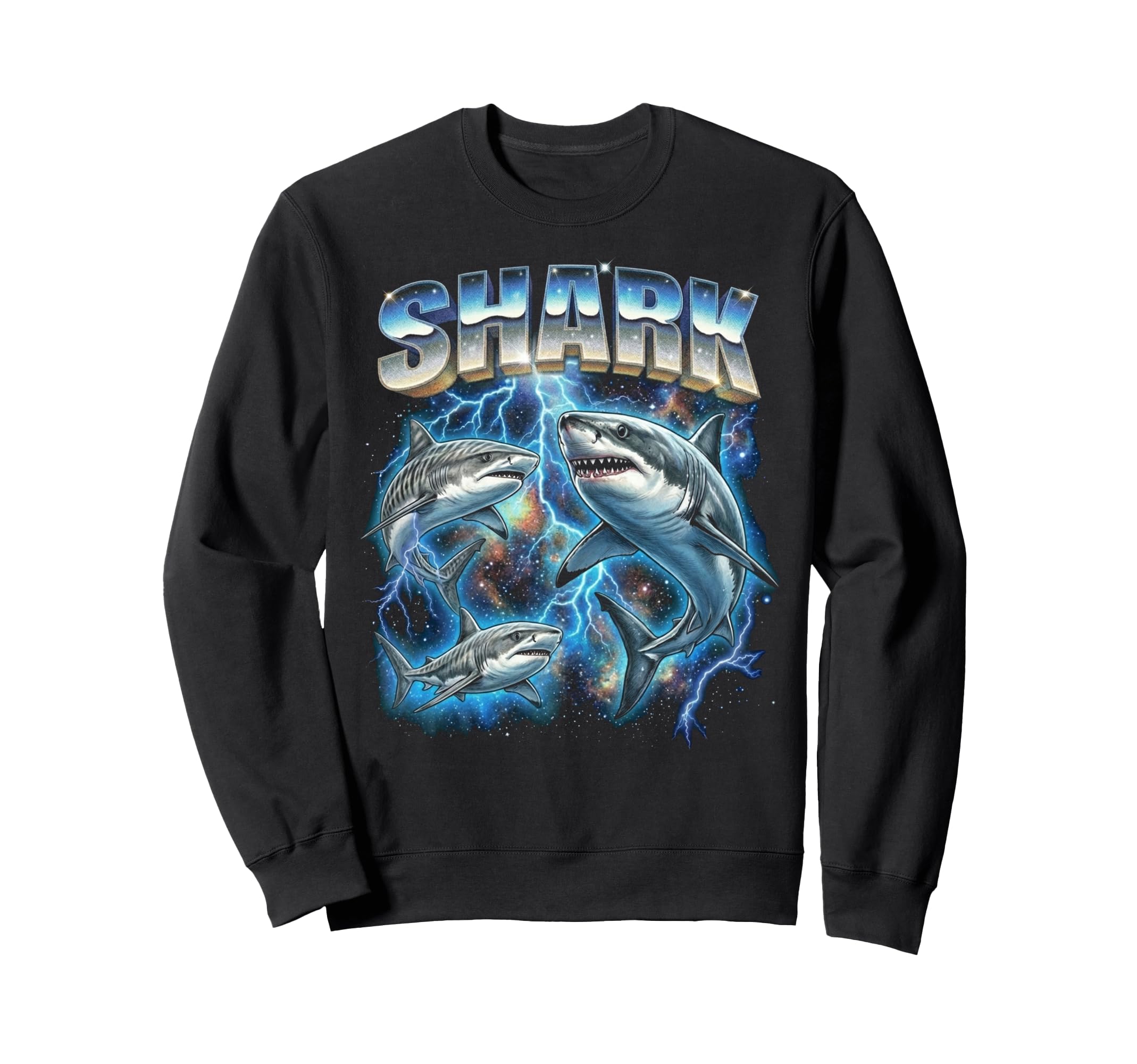 Shark 80S Funny Shark Lover 90S Sweatshirt - Trendy Graphic for Adults - T-Shirt, Sweatshirt, Hoodie