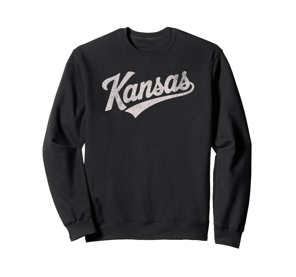 Throwback Kansas Distressed Sweatshirt - Fun Novelty Design for Adults - T-Shirt, Sweatshirt, Hoodie