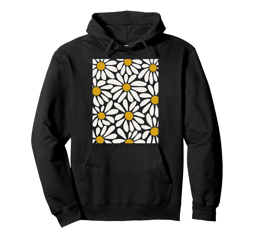 Boho White Daisy Floral Summer Art Hoodie - Novelty Apparel Men Women - T-Shirt, Sweatshirt, Hoodie