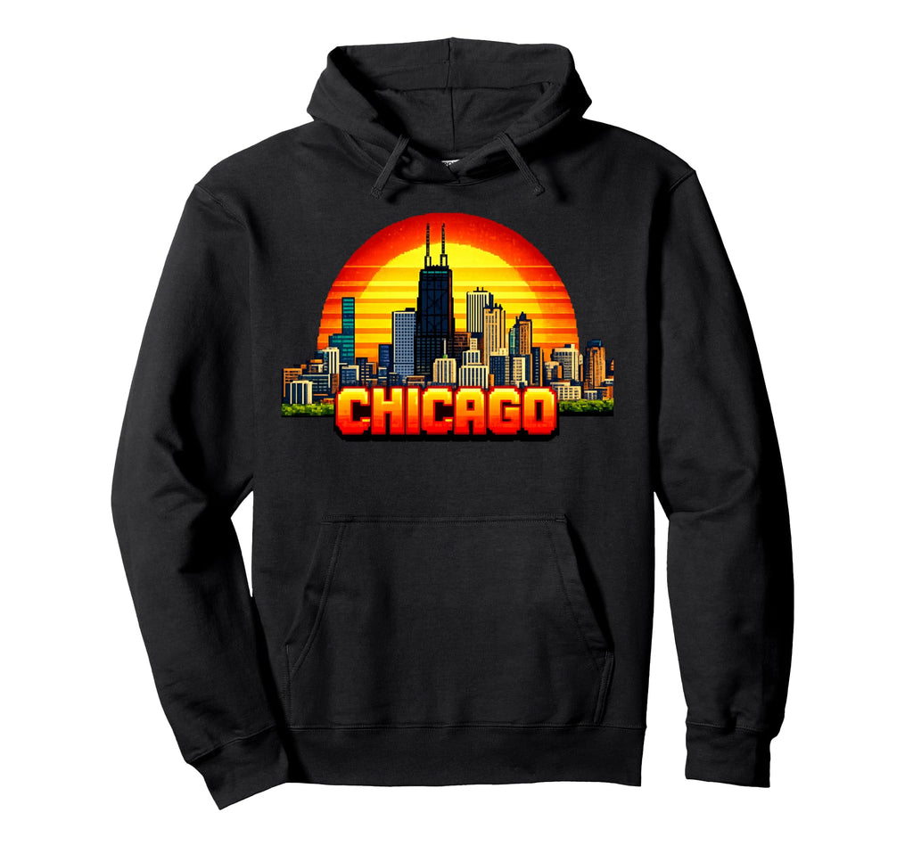 Chicago 8 Bit Video Arcade Gamer Hoodie - Streetwear Style Men Women - T-Shirt, Sweatshirt, Hoodie