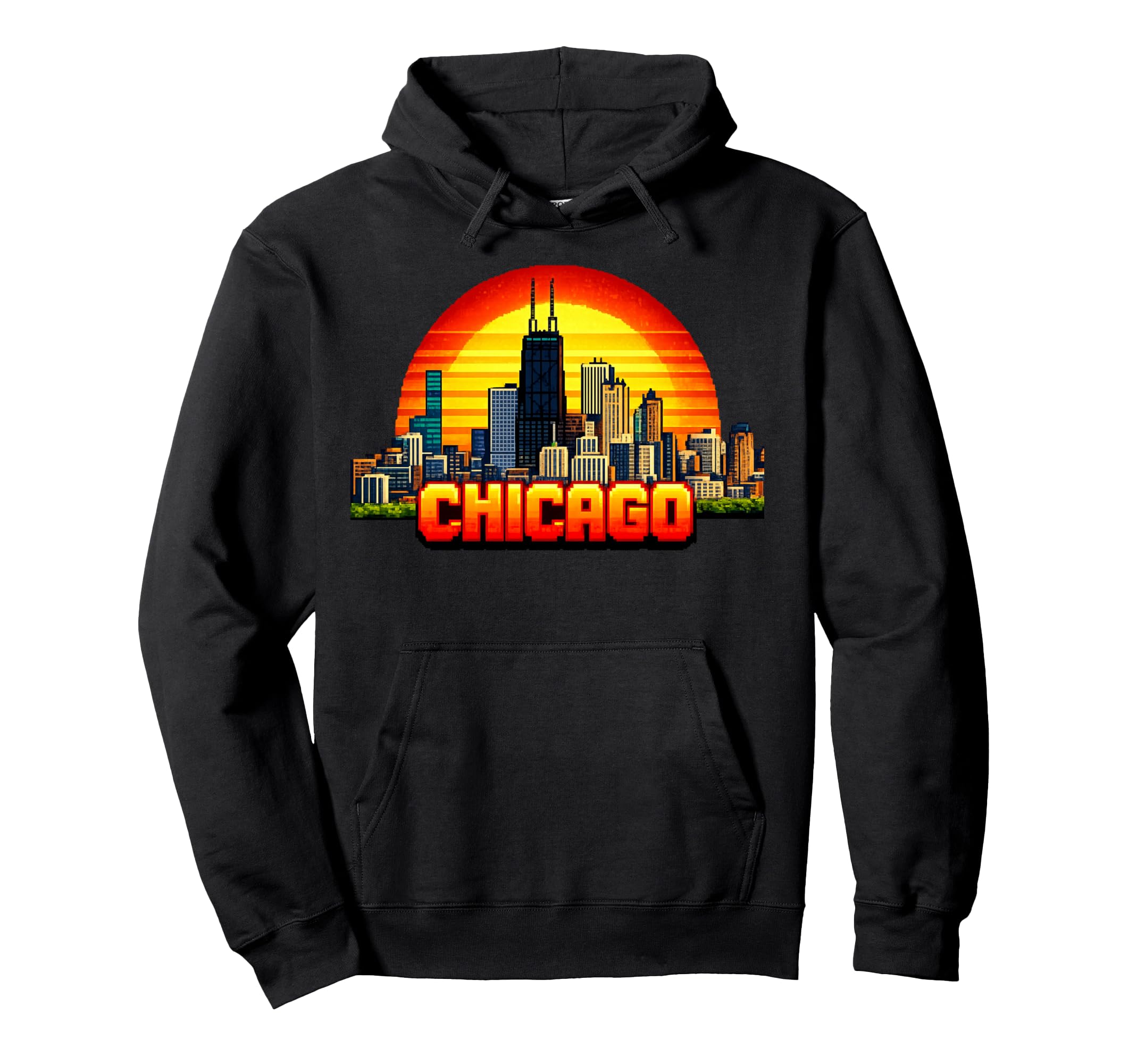 Chicago 8 Bit Video Arcade Gamer Hoodie - Streetwear Style Men Women - T-Shirt, Sweatshirt, Hoodie