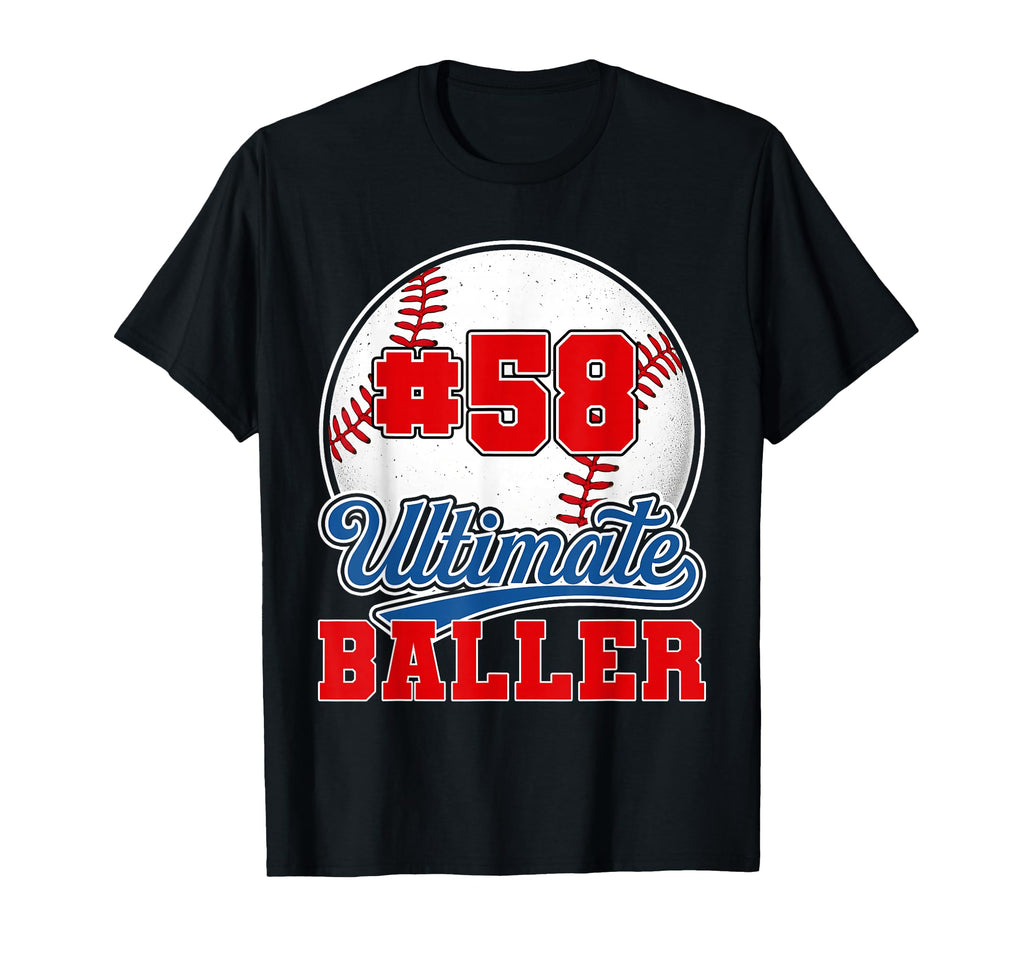 Baseball Baller Player Number 58 Mom T-Shirt - Minimalist Print Men Women - T-Shirt, Sweatshirt, Hoodie