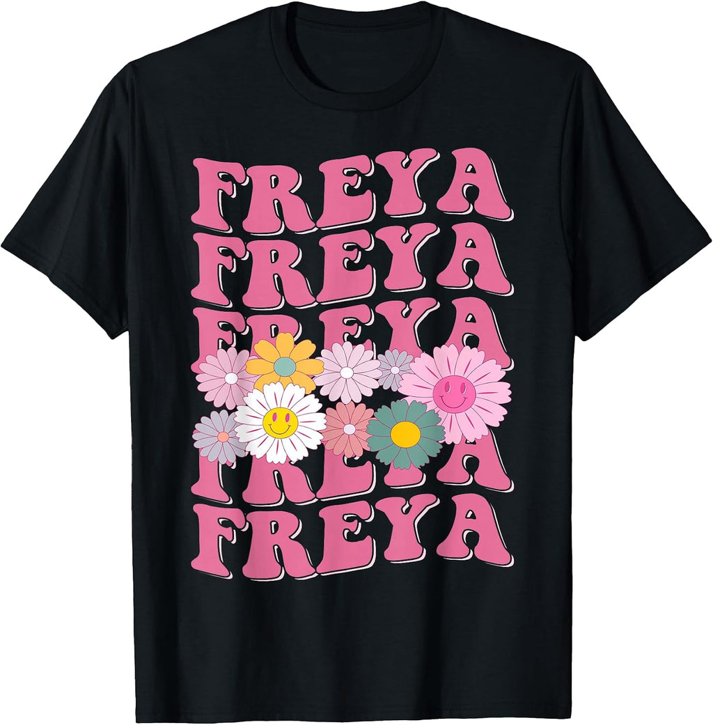 Girl Retro Freya First Name Personalized Apparel - Adult & Kids T-Shirts, Sweatshirts & Hoodies apparel design preview 1