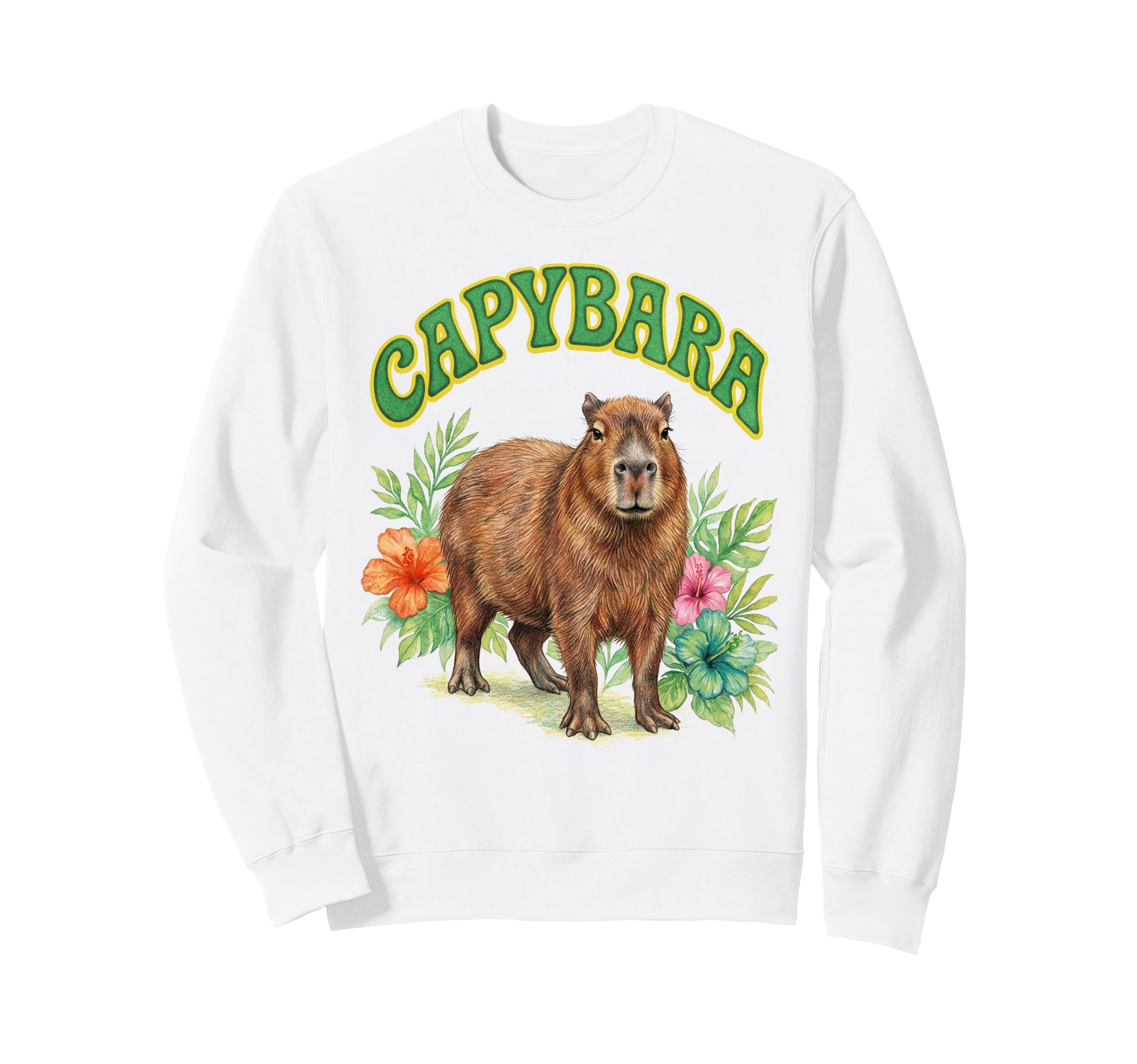 Capybara Groovy Floral Capybara Sweatshirt - Fun Novelty Design Men Women - T-Shirt, Sweatshirt, Hoodie