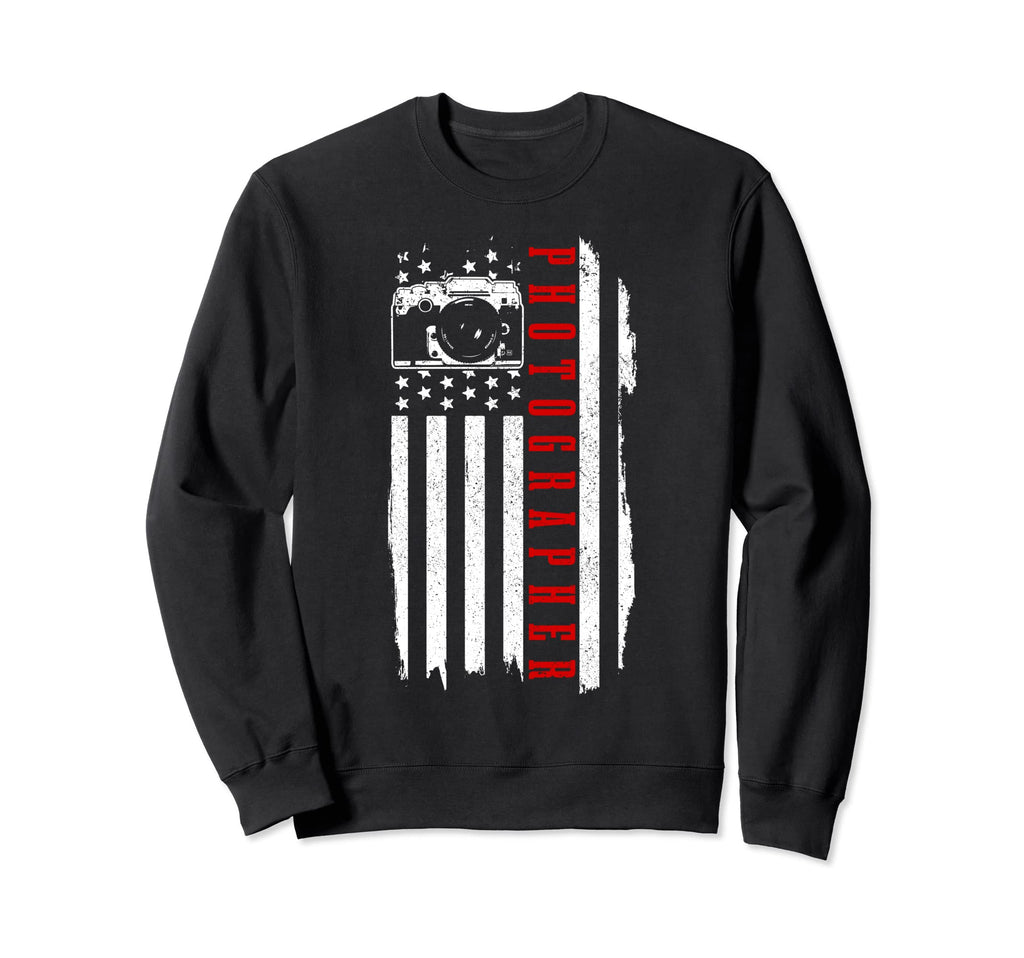 Patriotic Photographer Us Flag Camera Sweatshirt - Streetwear Style Unisex - T-Shirt, Sweatshirt, Hoodie