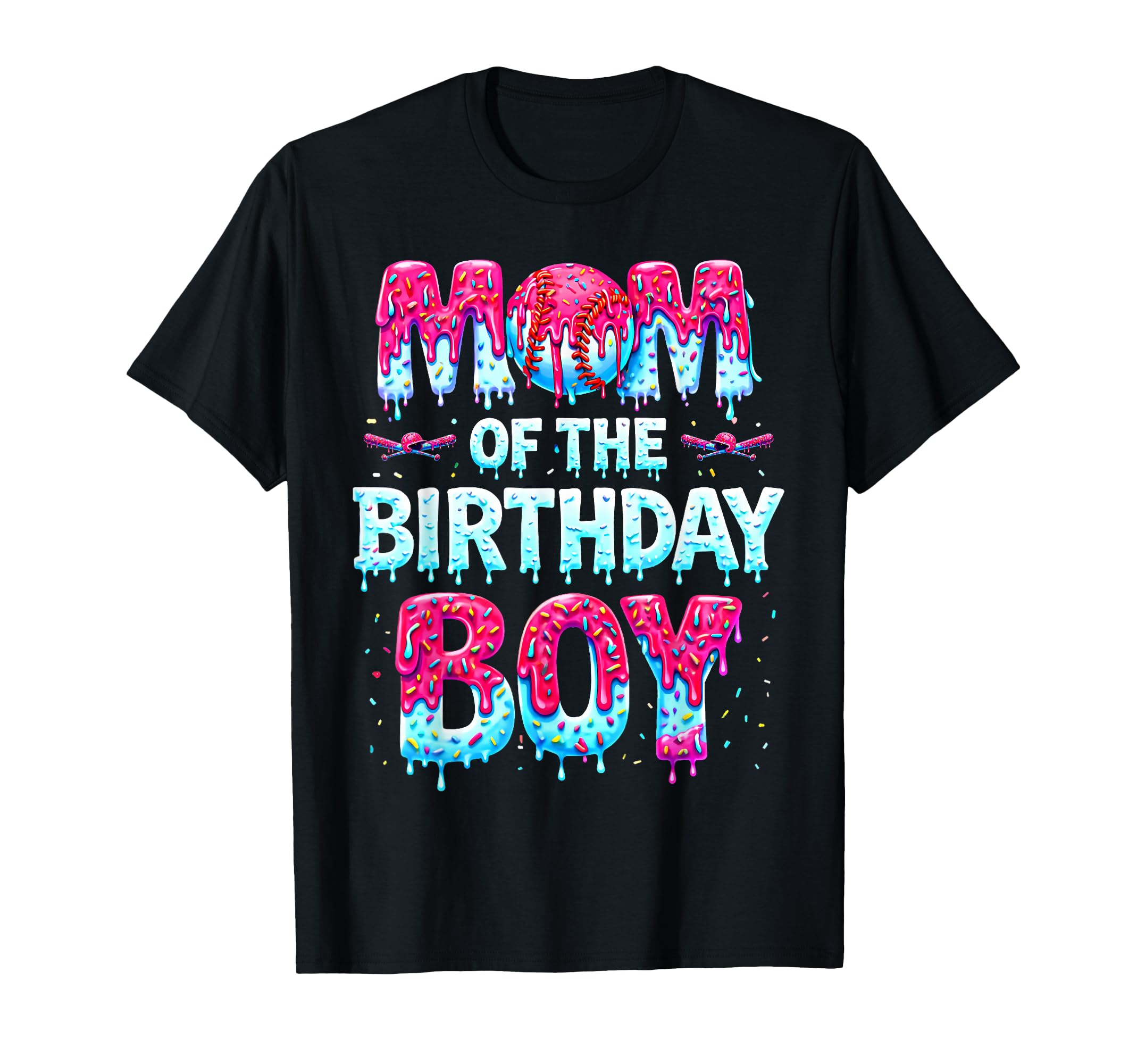 Mom Birthday Ice Cream Baseball Family Party T-Shirt - Graphic Print Unisex - T-Shirt, Sweatshirt, Hoodie