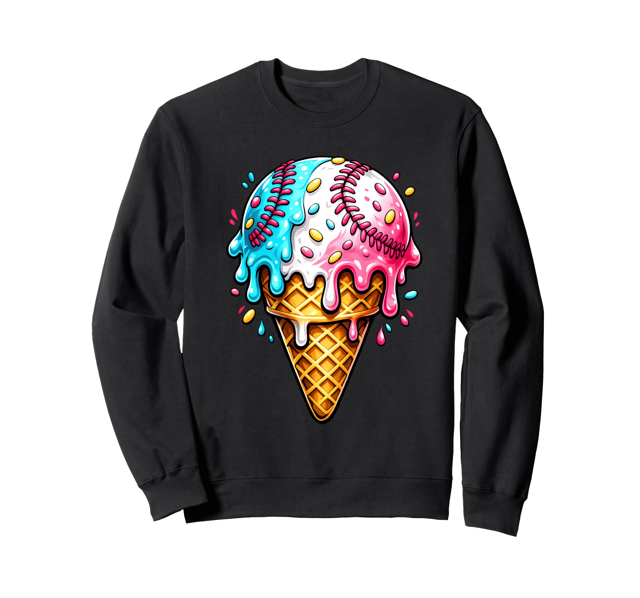 Baseball Ice Cream Melt Funny Sweatshirt - Fun Novelty Design Unisex - T-Shirt, Sweatshirt, Hoodie