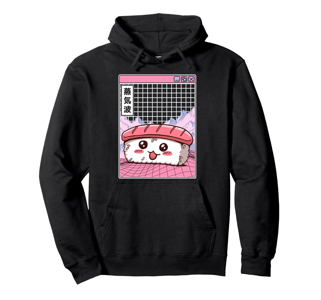 Sushi Kawaii Grid Vaporwave Aesthetic Hoodie - Unique Graphic for Adults - T-Shirt, Sweatshirt, Hoodie