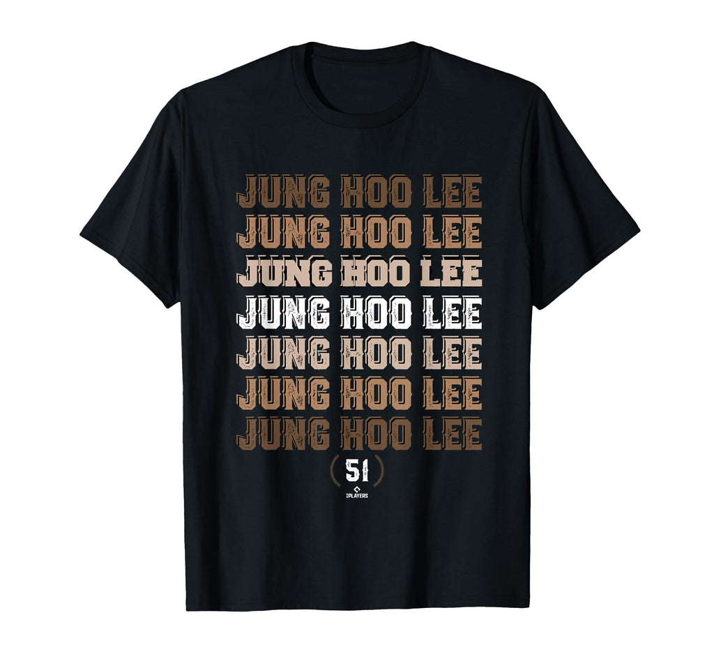 Repeating Text Jung Hoo Lee San T-Shirt - Trendy Graphic Men Women - T-Shirt, Sweatshirt, Hoodie