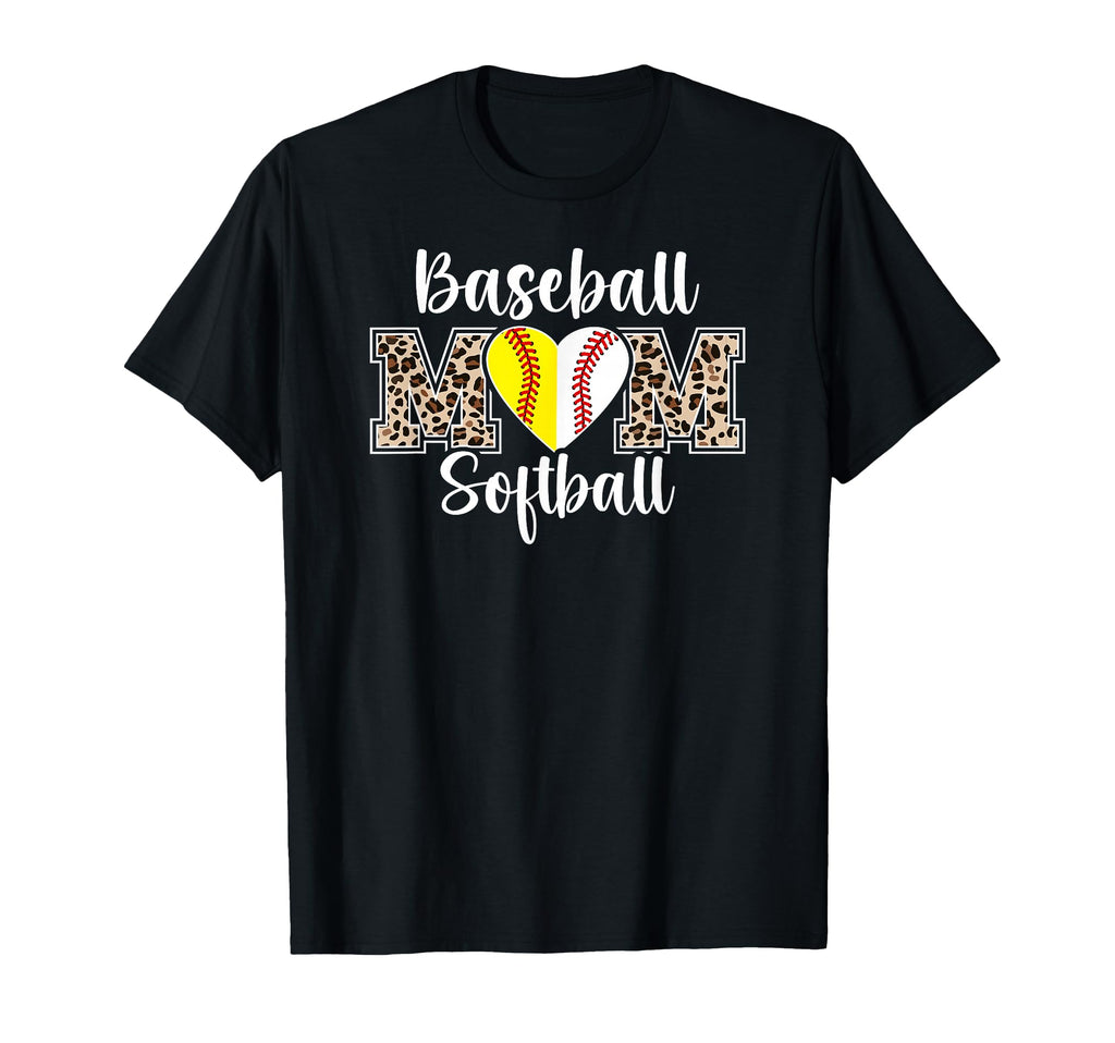 Baseball Softball Mom Leopard T-Shirt - Custom Art Print for Adults - T-Shirt, Sweatshirt, Hoodie